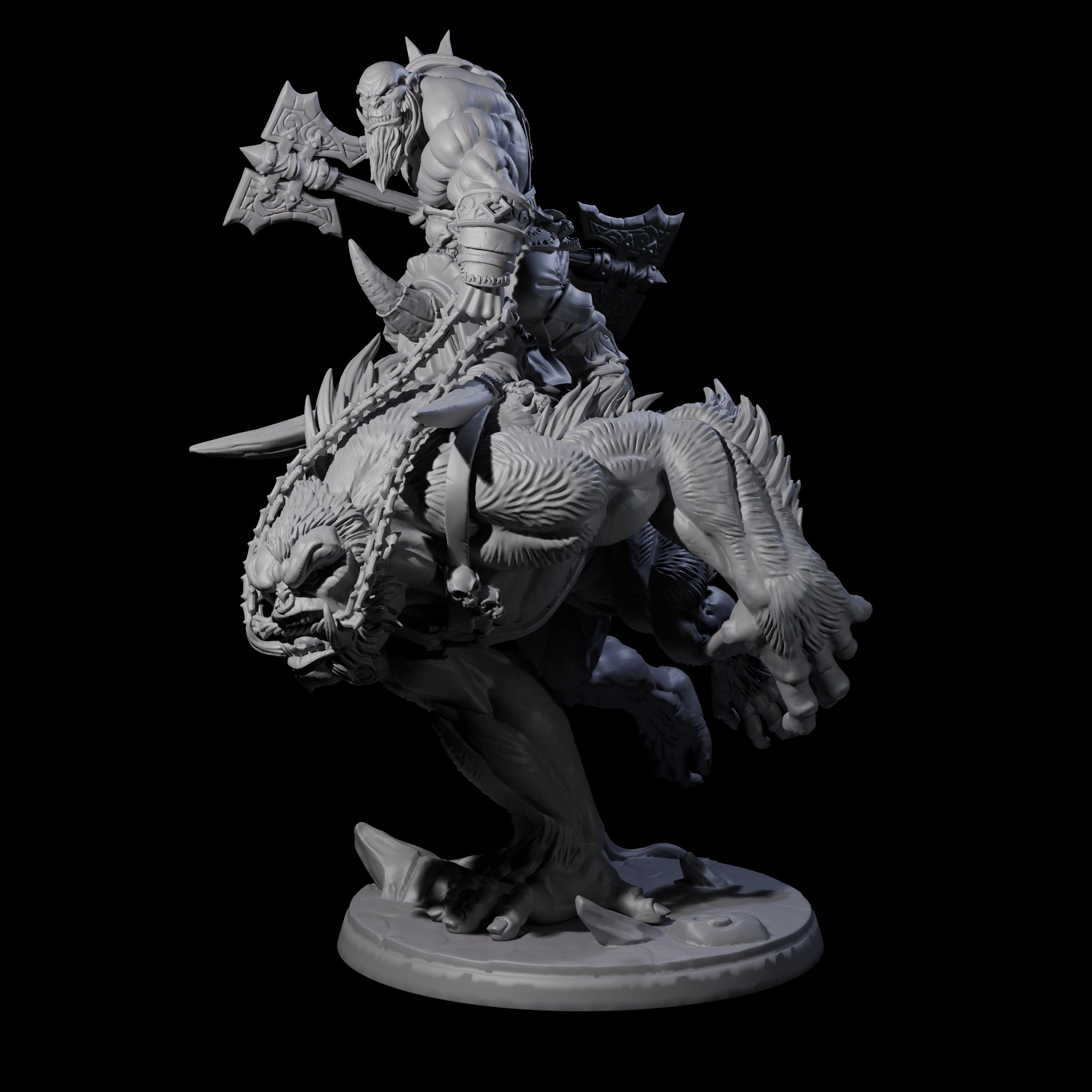 Orc Raiders Riding Barlguras Miniature for Dungeons and Dragons, Pathfinder or other TTRPGs