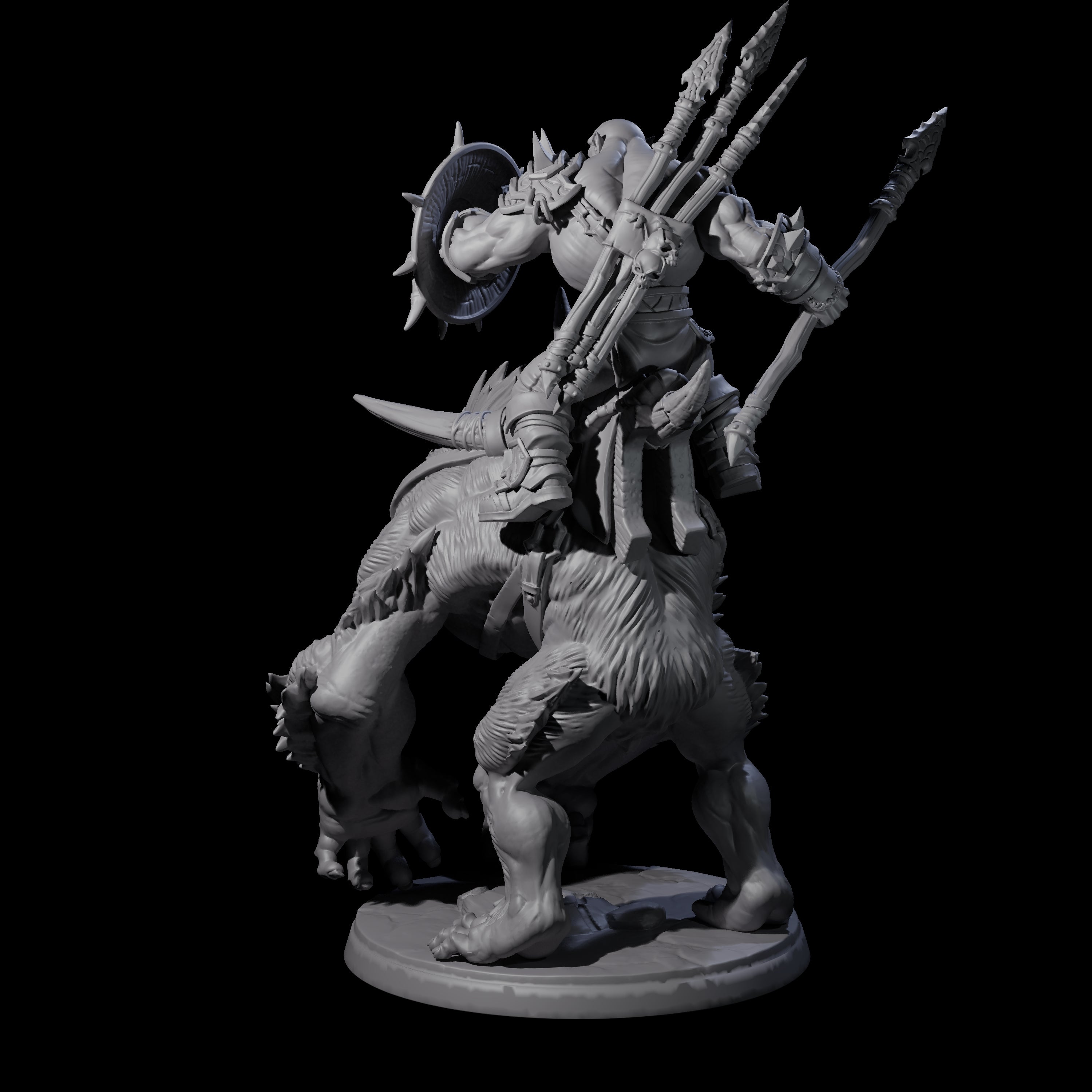 Orc Raiders Riding Barlguras Miniature for Dungeons and Dragons, Pathfinder or other TTRPGs