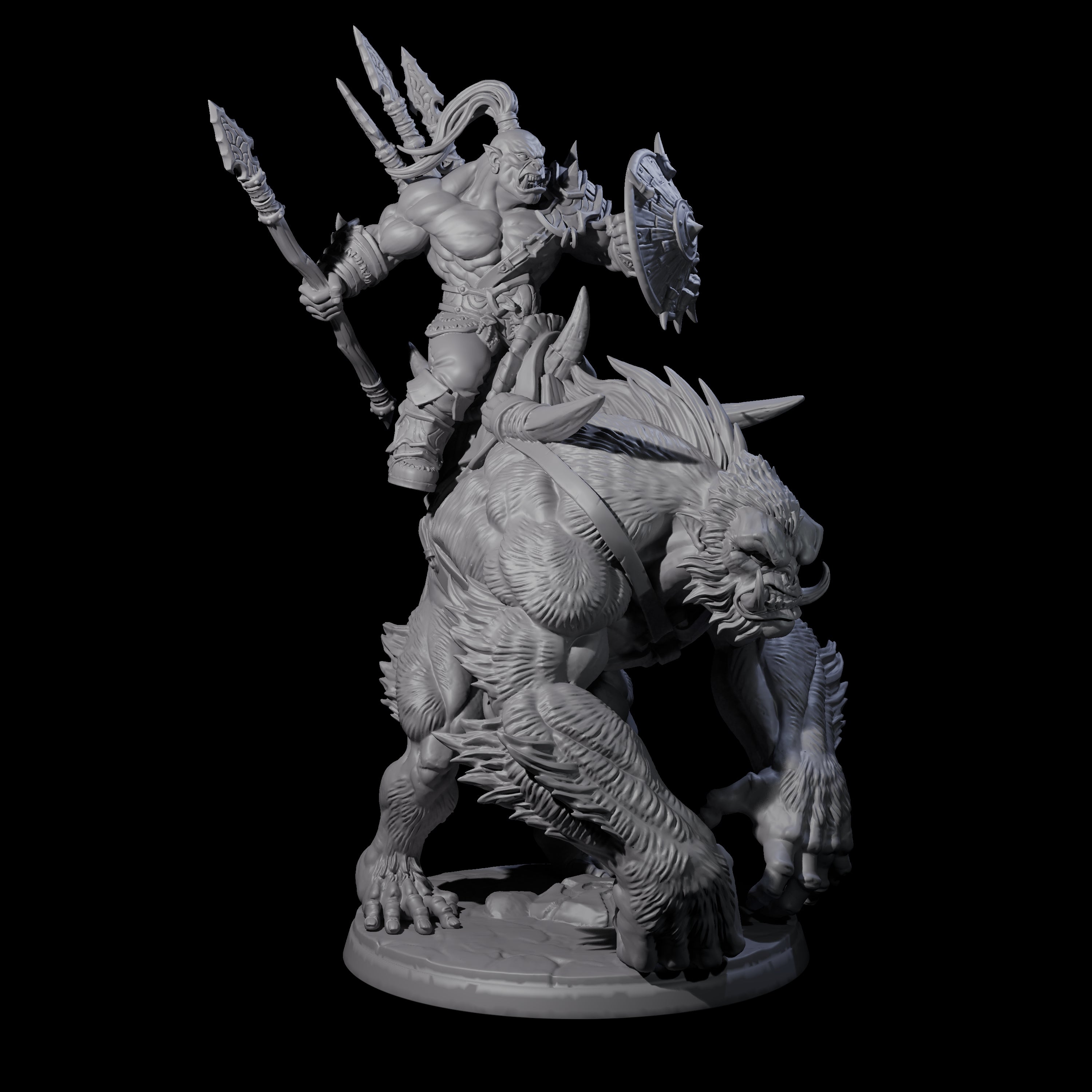 Orc Raiders Riding Barlguras Miniature for Dungeons and Dragons, Pathfinder or other TTRPGs
