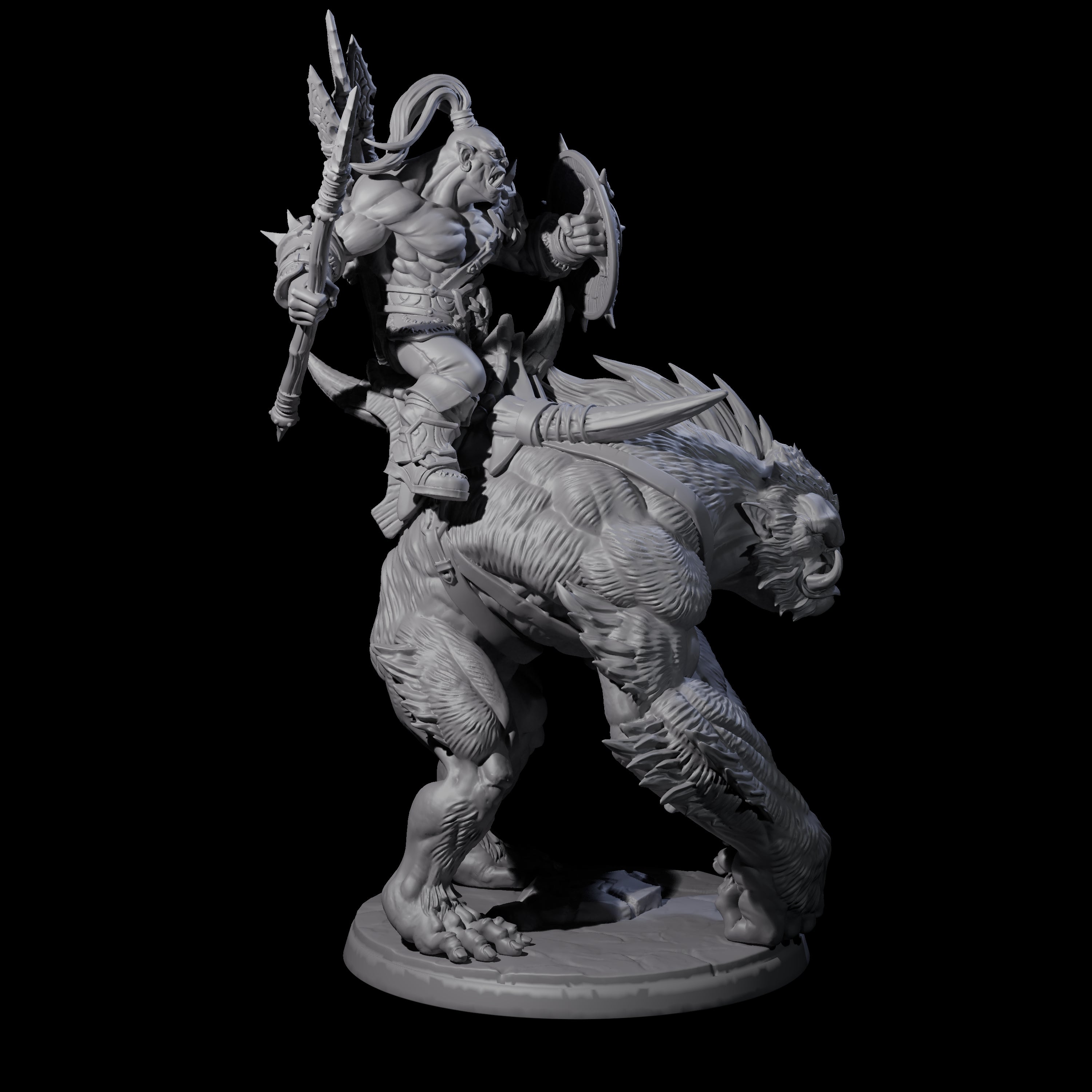 Orc Raiders Riding Barlguras Miniature for Dungeons and Dragons, Pathfinder or other TTRPGs