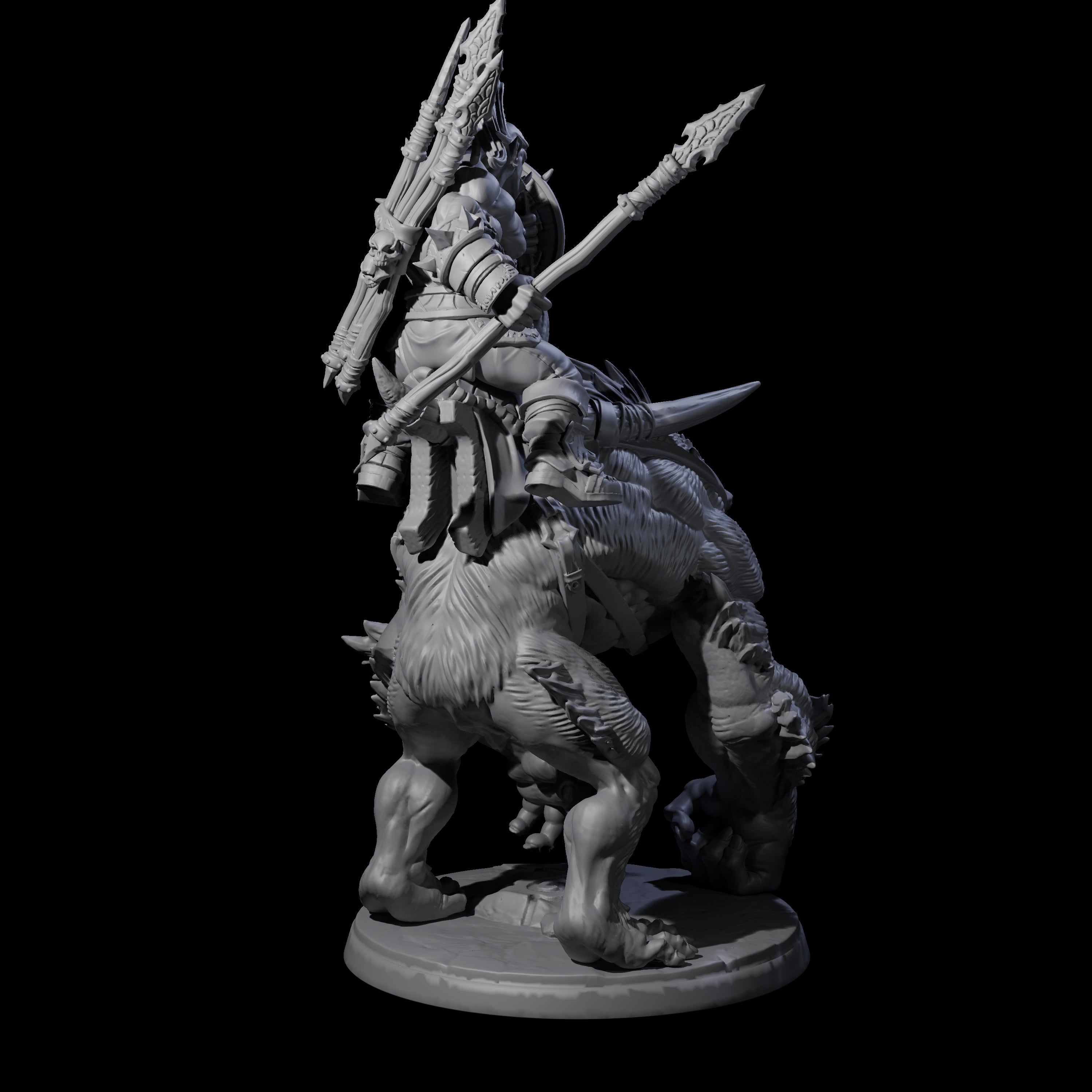 Orc Raiders Riding Barlguras Miniature for Dungeons and Dragons, Pathfinder or other TTRPGs