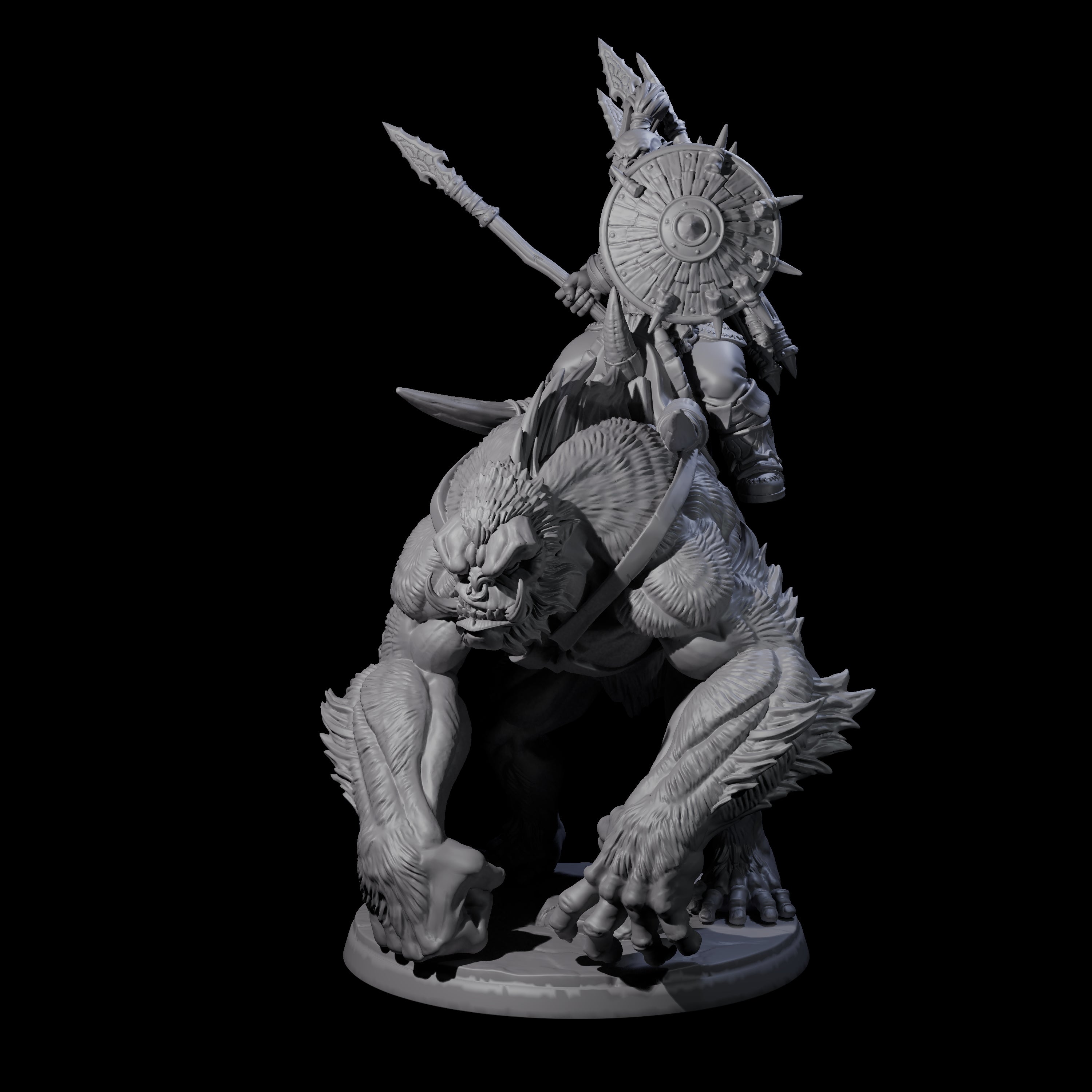 Orc Raiders Riding Barlguras Miniature for Dungeons and Dragons, Pathfinder or other TTRPGs