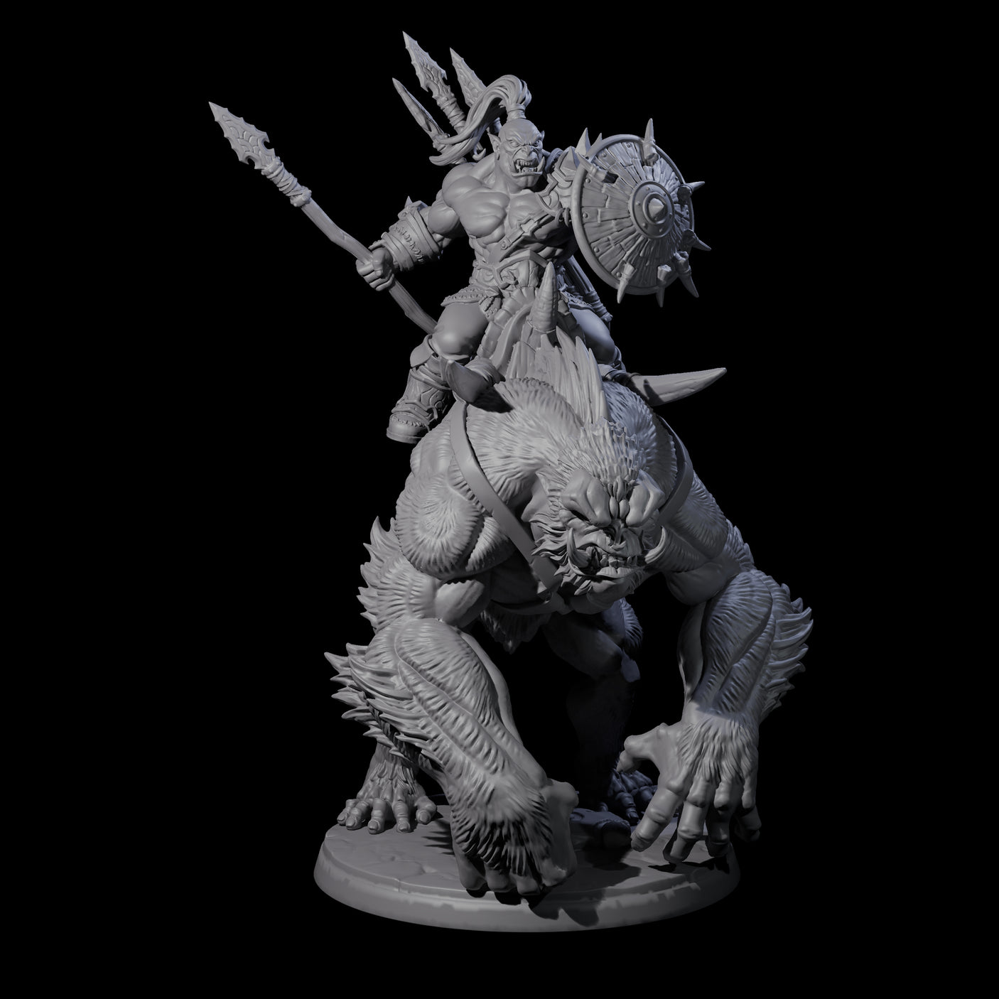 Orc Raiders Riding Barlguras Miniature for Dungeons and Dragons, Pathfinder or other TTRPGs