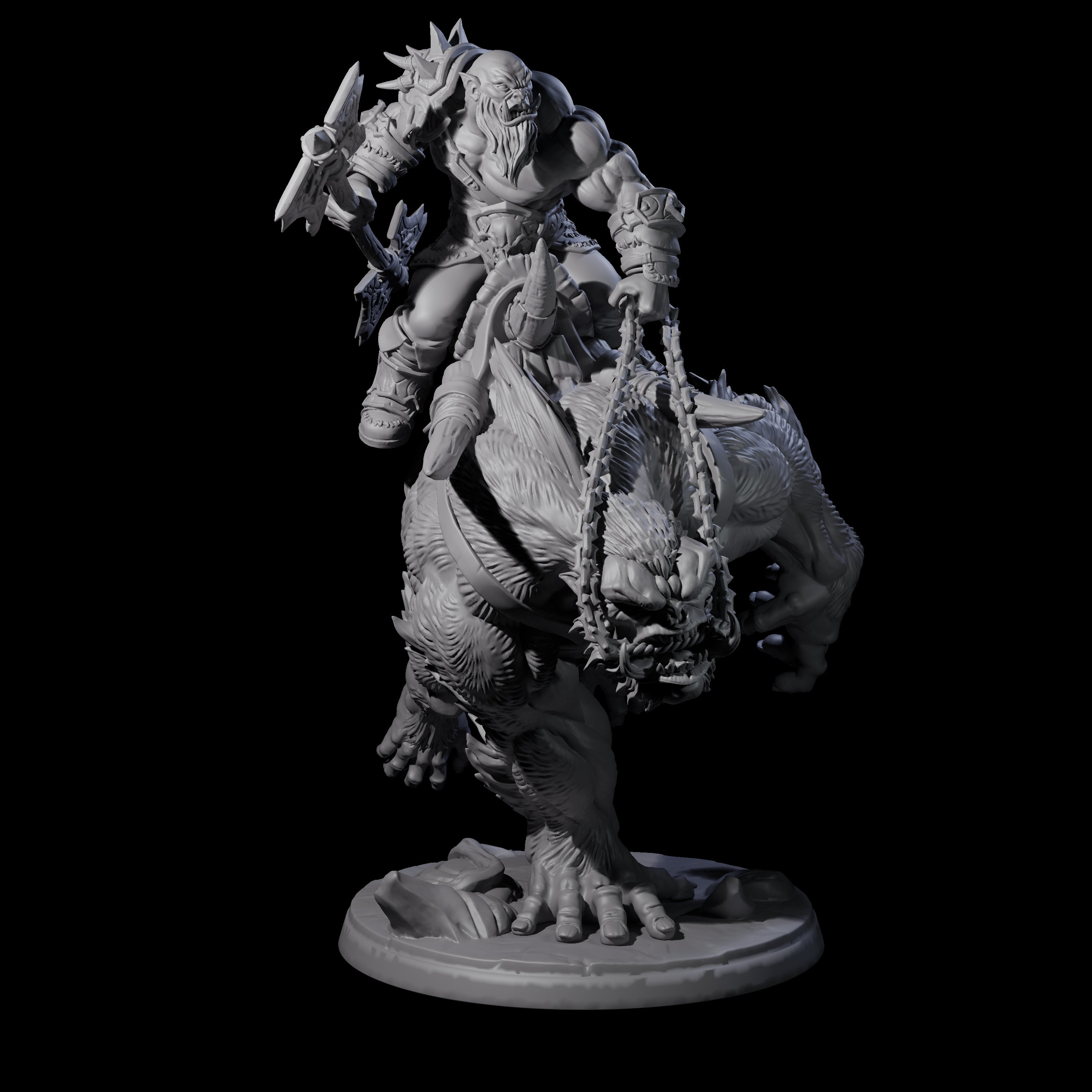 Orc Raiders Riding Barlguras Miniature for Dungeons and Dragons, Pathfinder or other TTRPGs