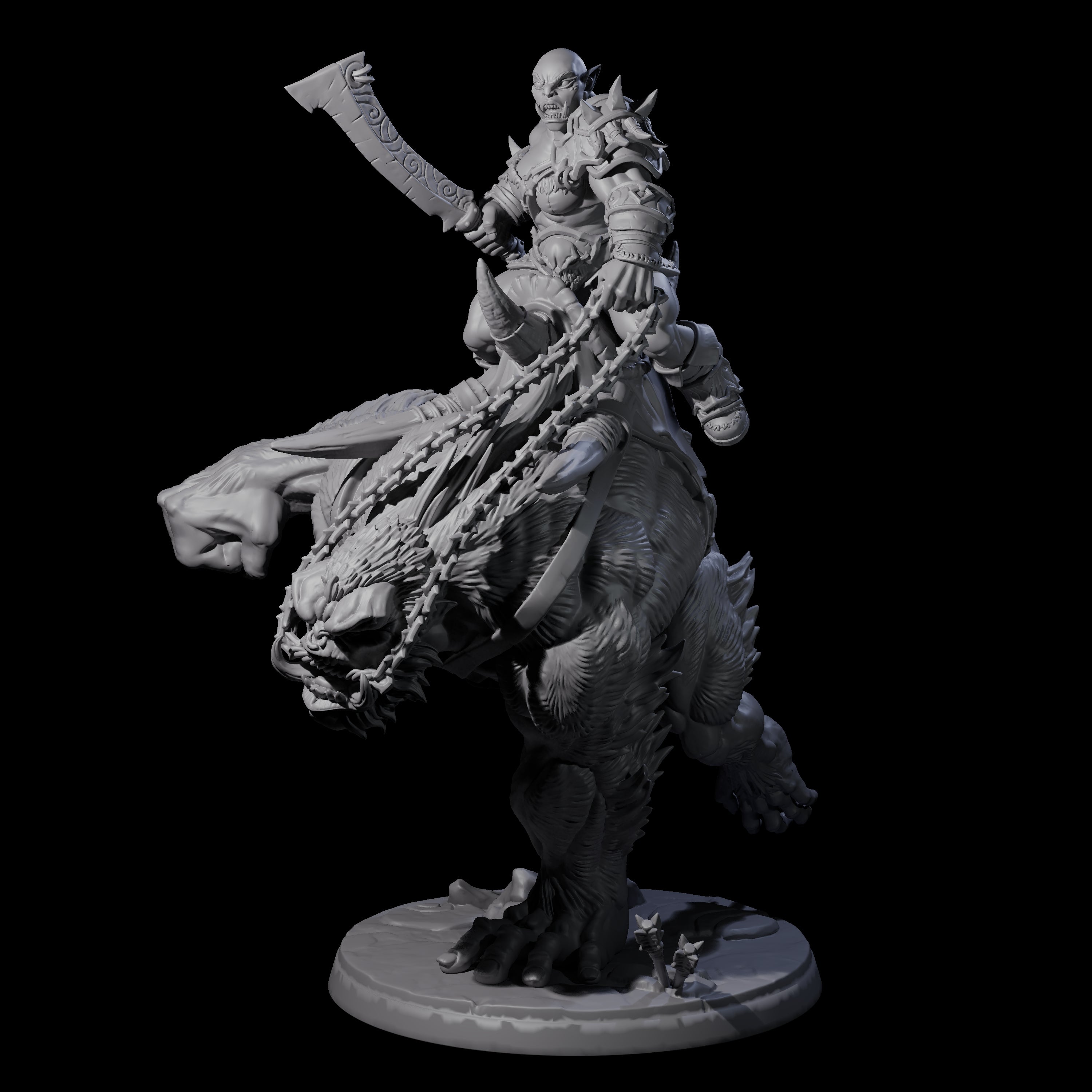 Orc Raiders Riding Barlguras Miniature for Dungeons and Dragons, Pathfinder or other TTRPGs