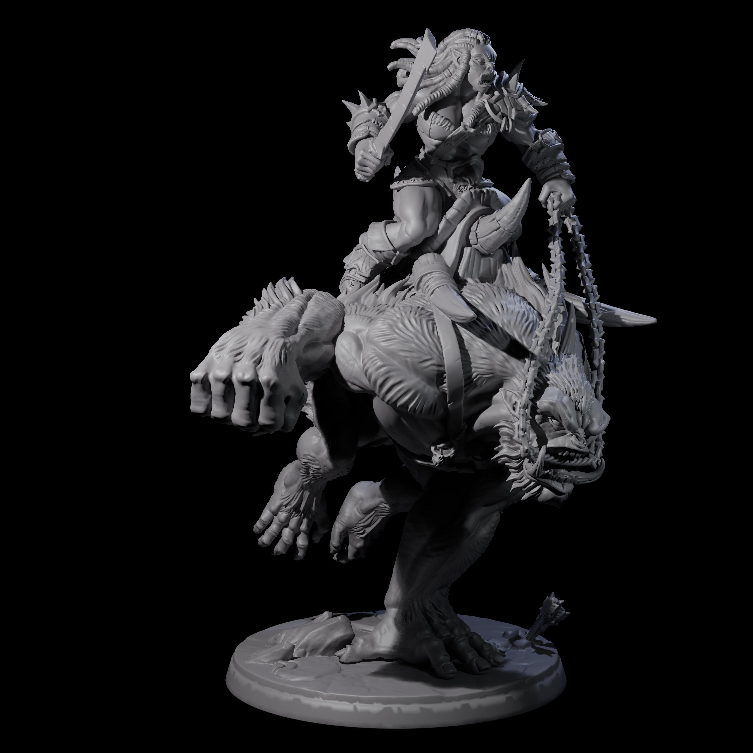 Orc Raiders Riding Barlguras Miniature for Dungeons and Dragons, Pathfinder or other TTRPGs