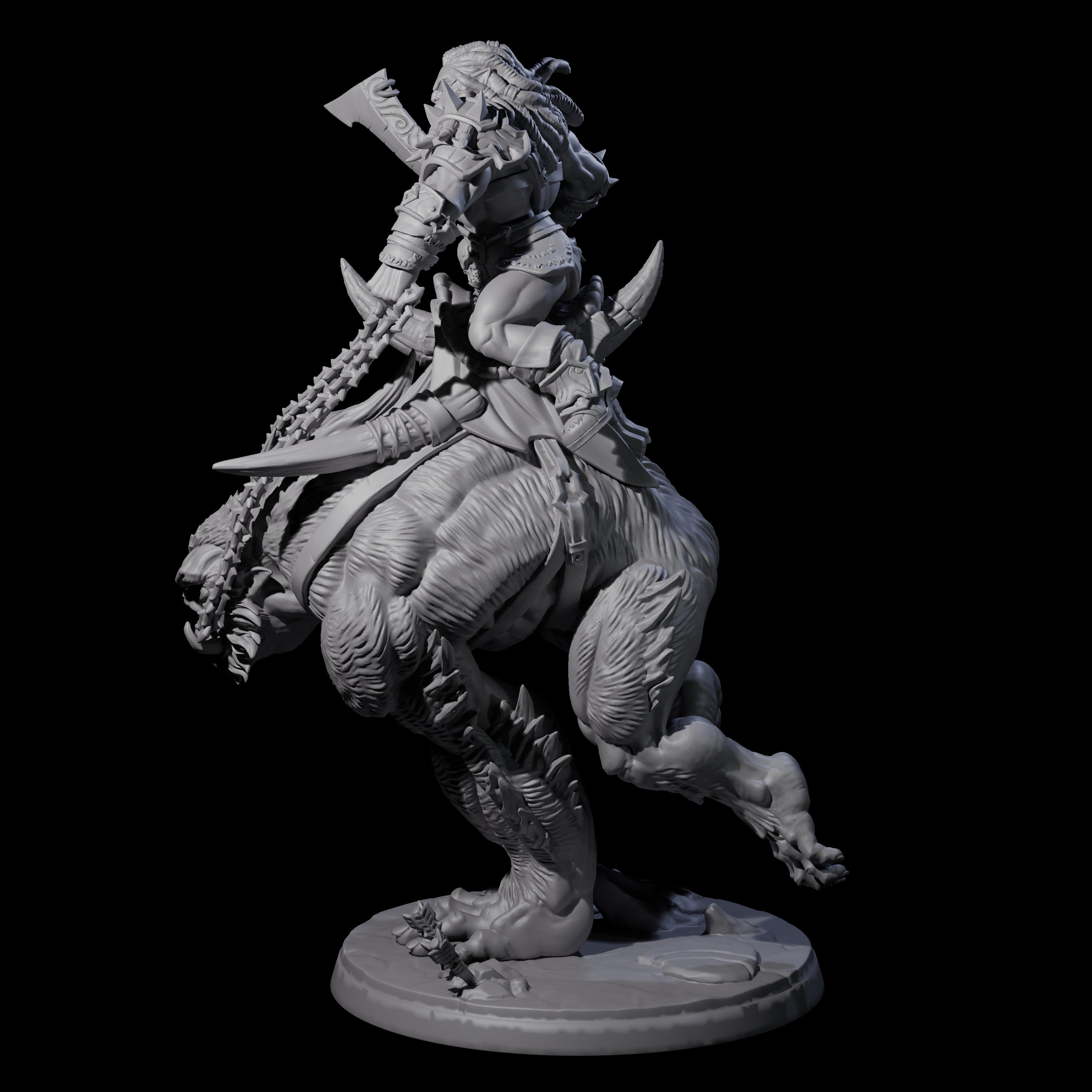 Orc Raiders Riding Barlguras Miniature for Dungeons and Dragons, Pathfinder or other TTRPGs