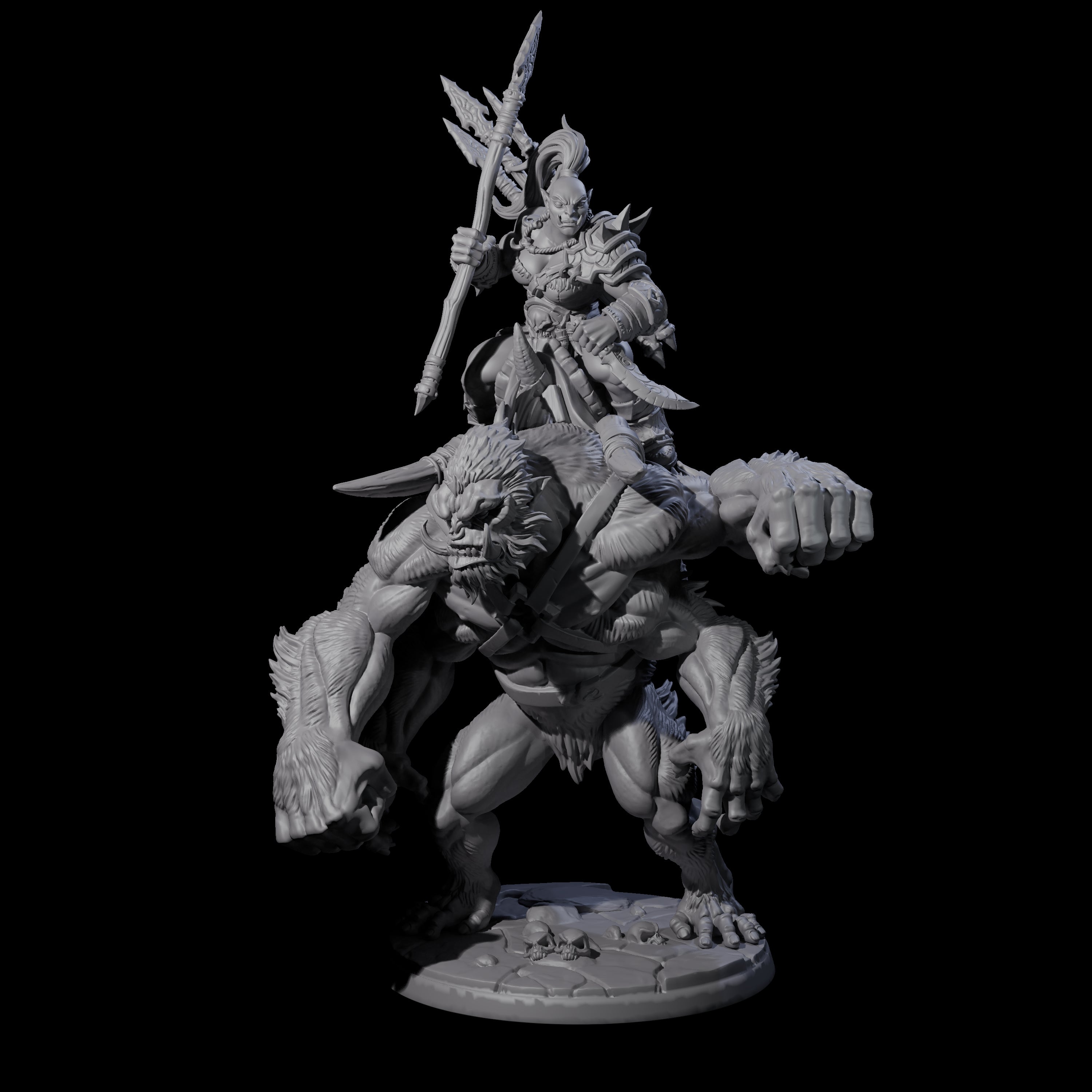 Orc Raiders Riding Barlguras Miniature for Dungeons and Dragons, Pathfinder or other TTRPGs