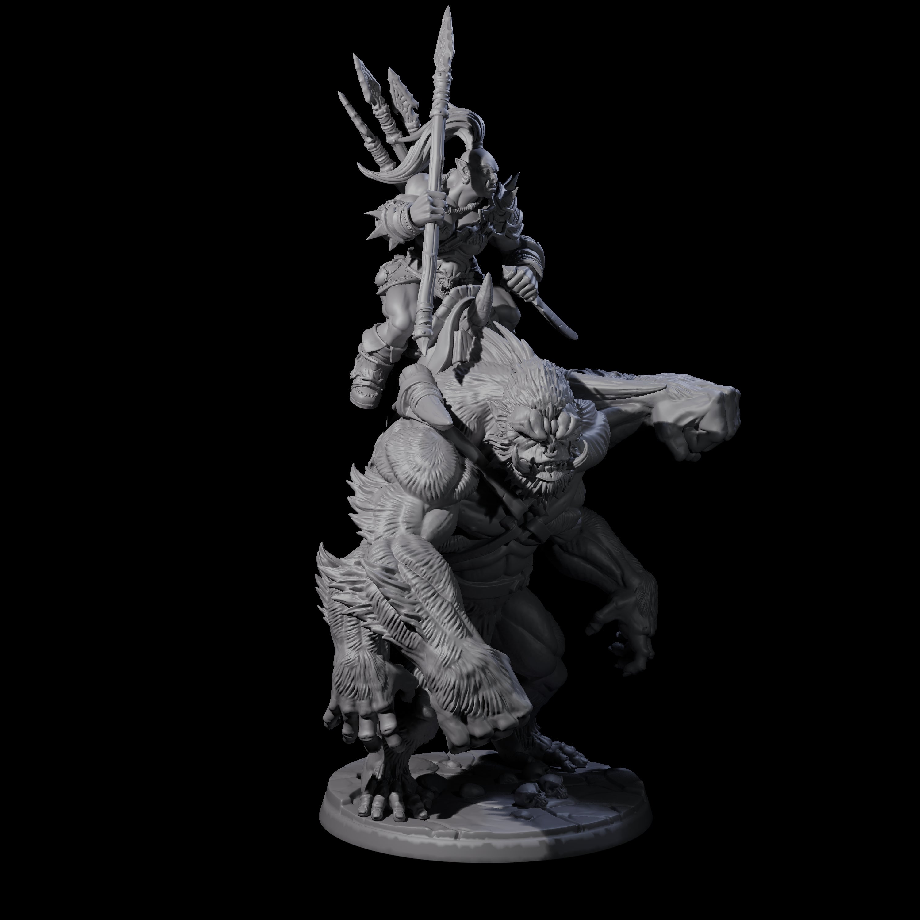 Orc Raiders Riding Barlguras Miniature for Dungeons and Dragons, Pathfinder or other TTRPGs