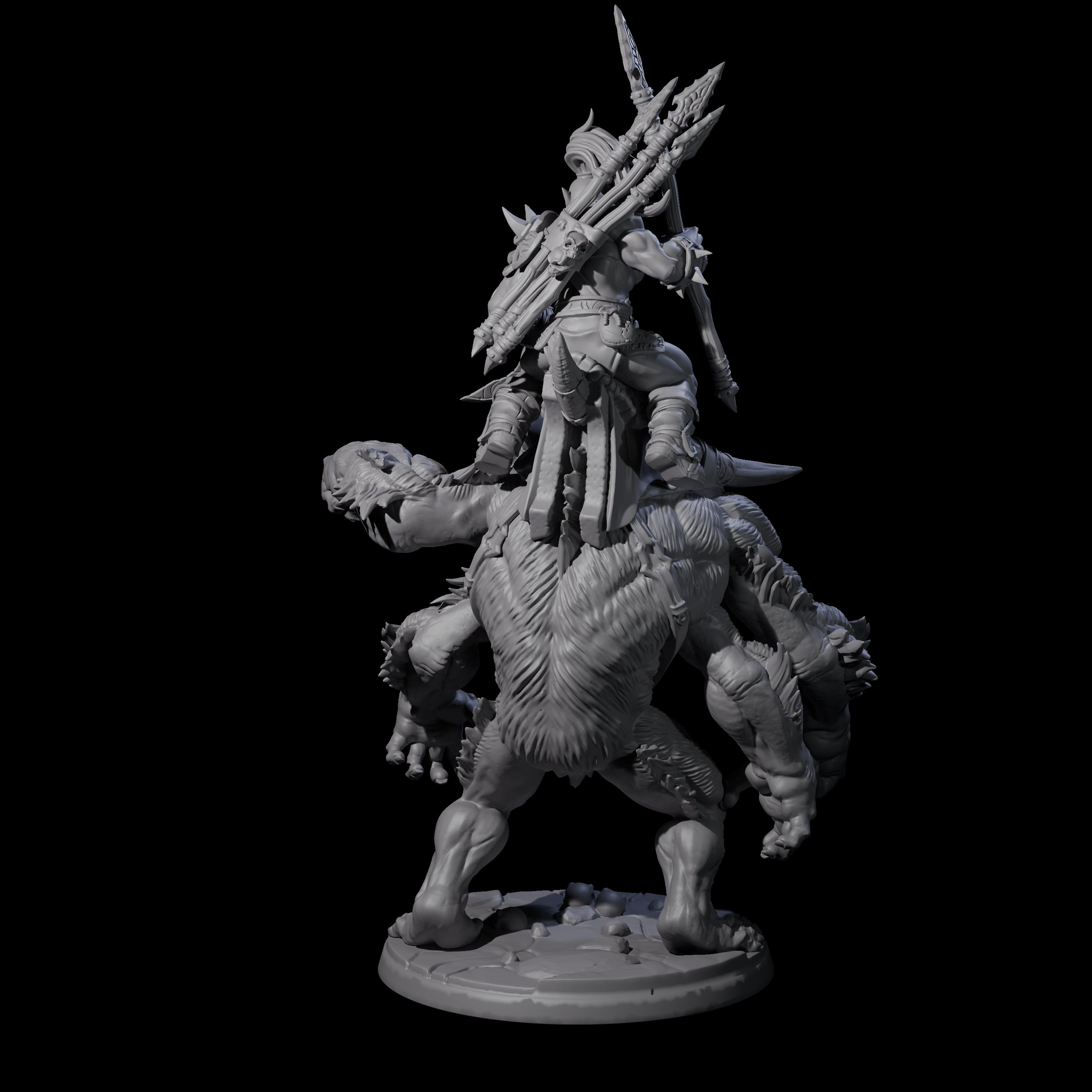 Orc Raiders Riding Barlguras Miniature for Dungeons and Dragons, Pathfinder or other TTRPGs