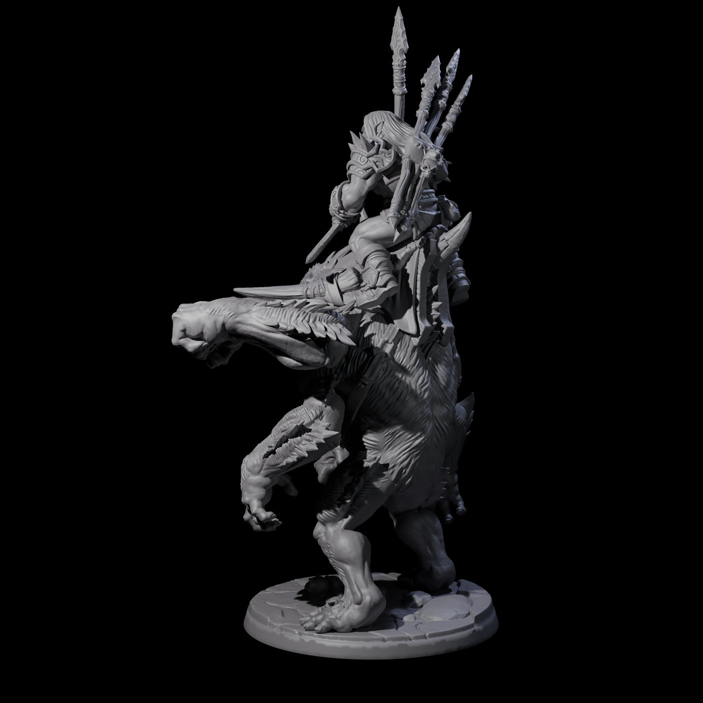 Orc Raiders Riding Barlguras Miniature for Dungeons and Dragons, Pathfinder or other TTRPGs
