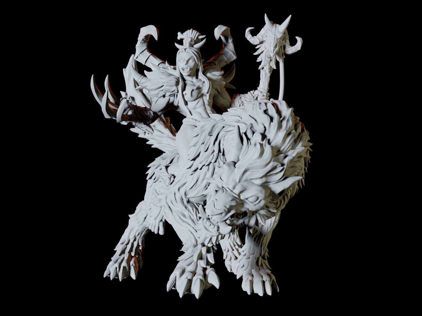 Orc Shaman on Worg Miniature for Dungeons and Dragons, Pathfinder or other TTRPGs