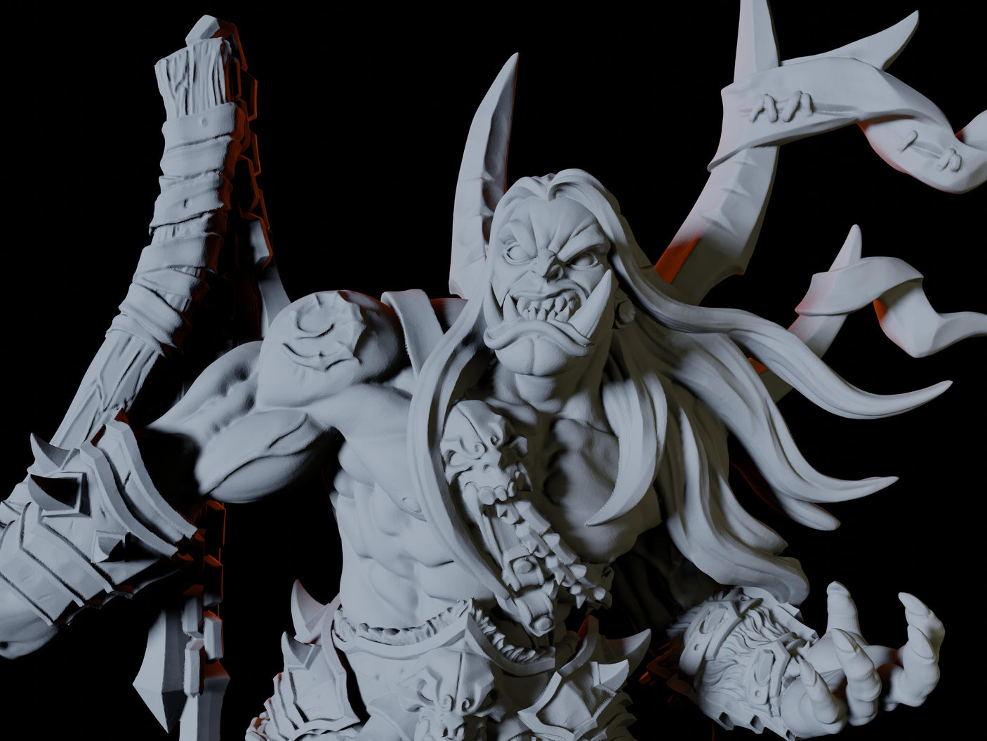 Orc Warchief Miniature for Dungeons and Dragons, Pathfinder or other TTRPGs