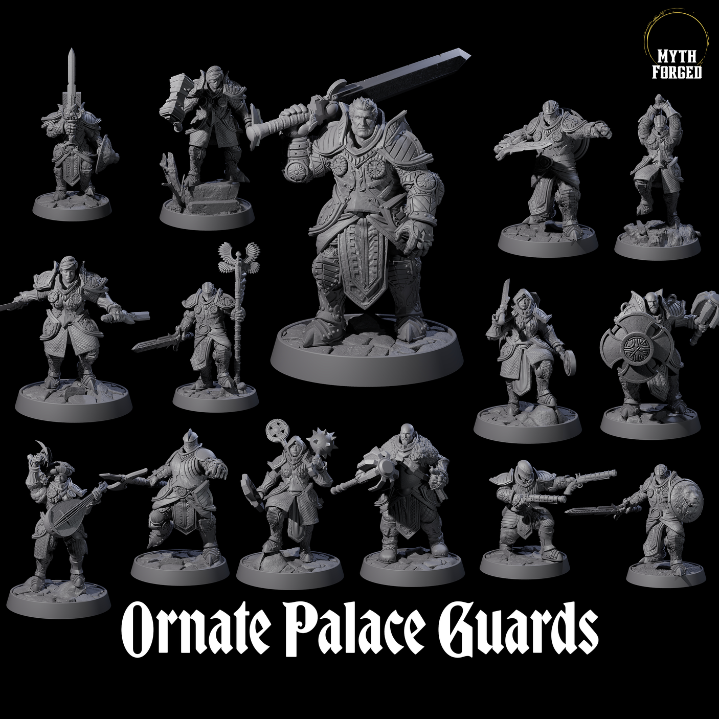 Ornate Palace Guards Miniature for Dungeons and Dragons, Pathfinder or other TTRPGs