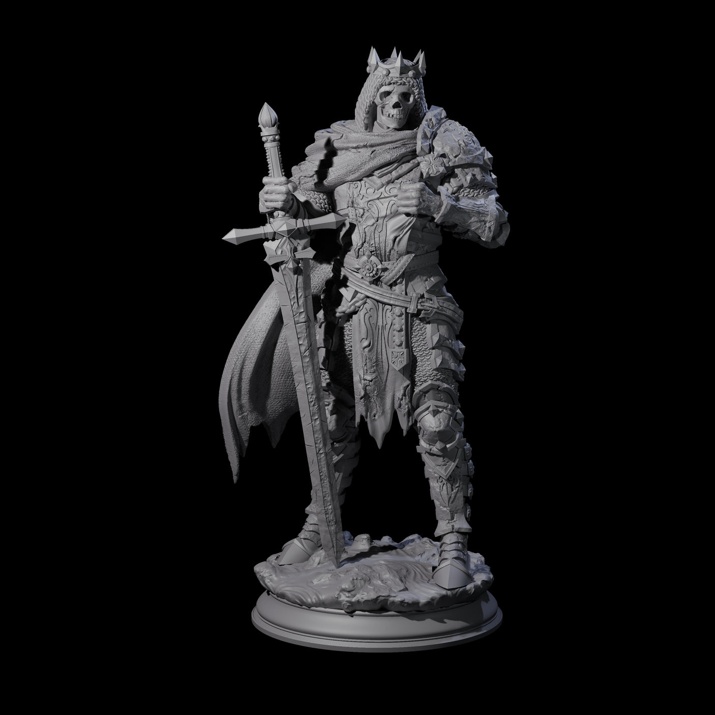 Ossified Death Knight Warrior Miniature for Dungeons and Dragons, Pathfinder or other TTRPGs