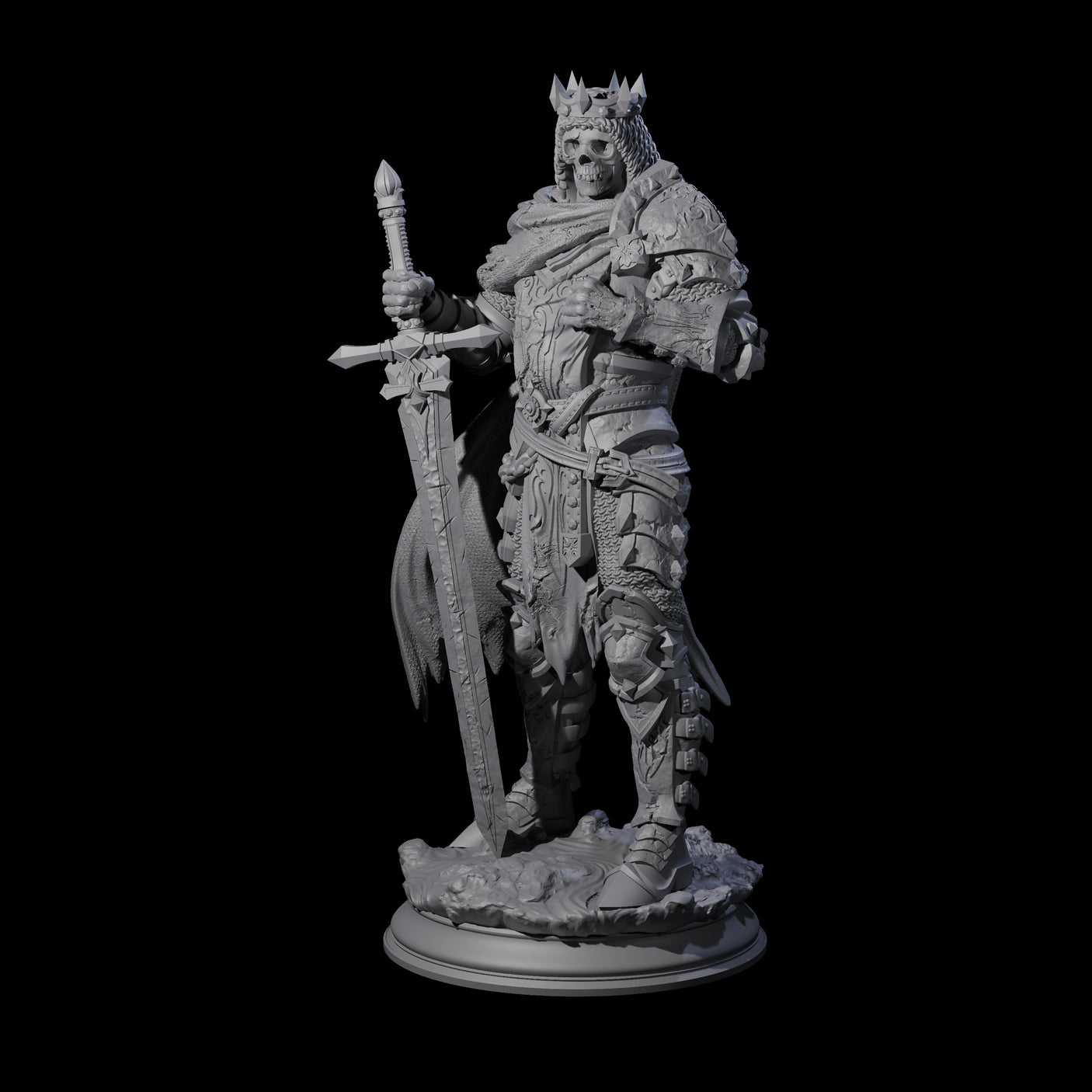 Ossified Death Knight Warrior Miniature for Dungeons and Dragons, Pathfinder or other TTRPGs