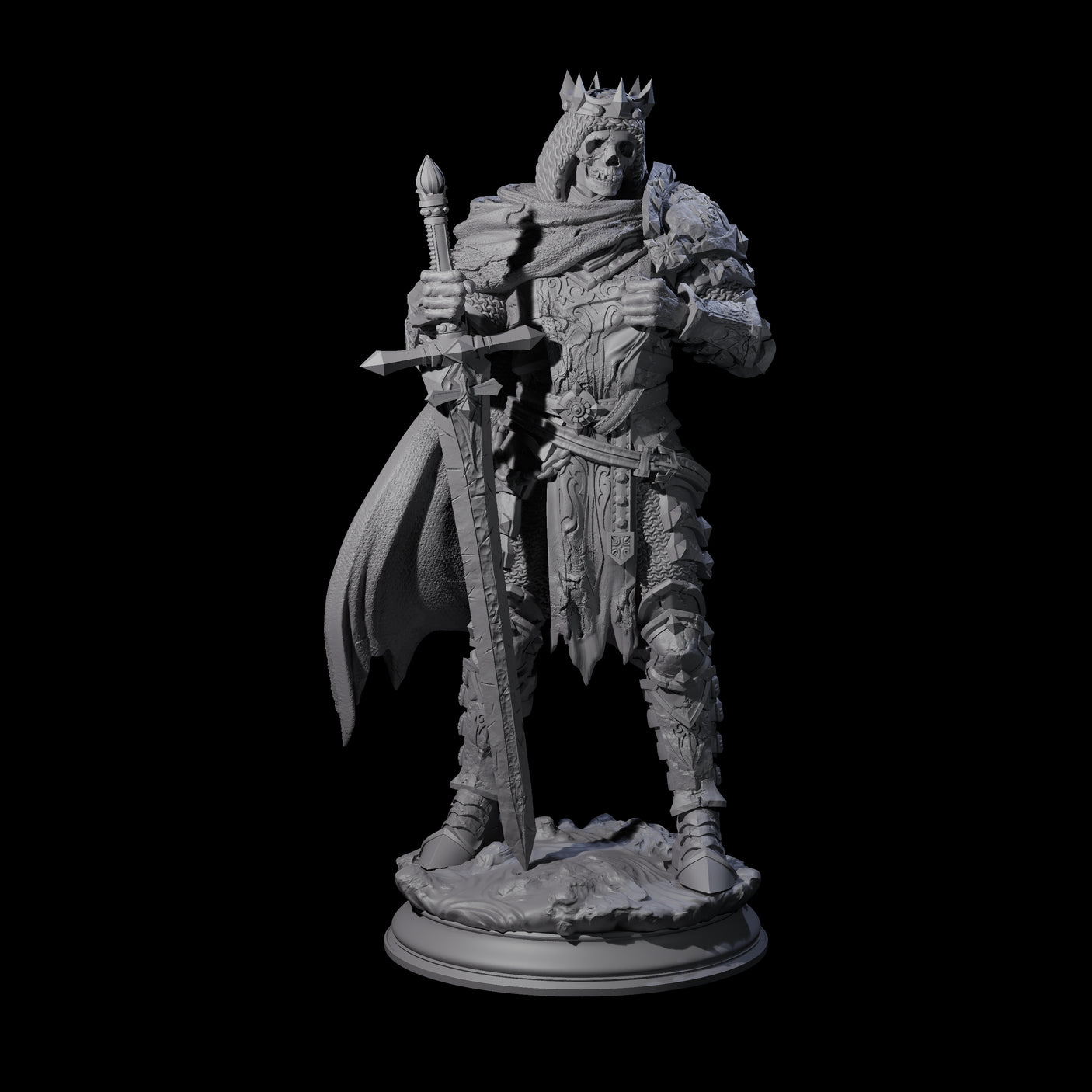 Ossified Death Knight Warrior Miniature for Dungeons and Dragons, Pathfinder or other TTRPGs