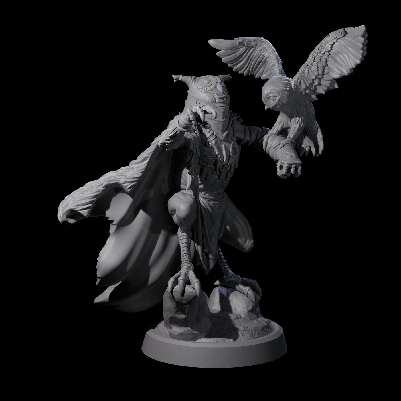 Owl-Like Aarakocra Sentinel B Miniature for Dungeons and Dragons, Pathfinder or other TTRPGs