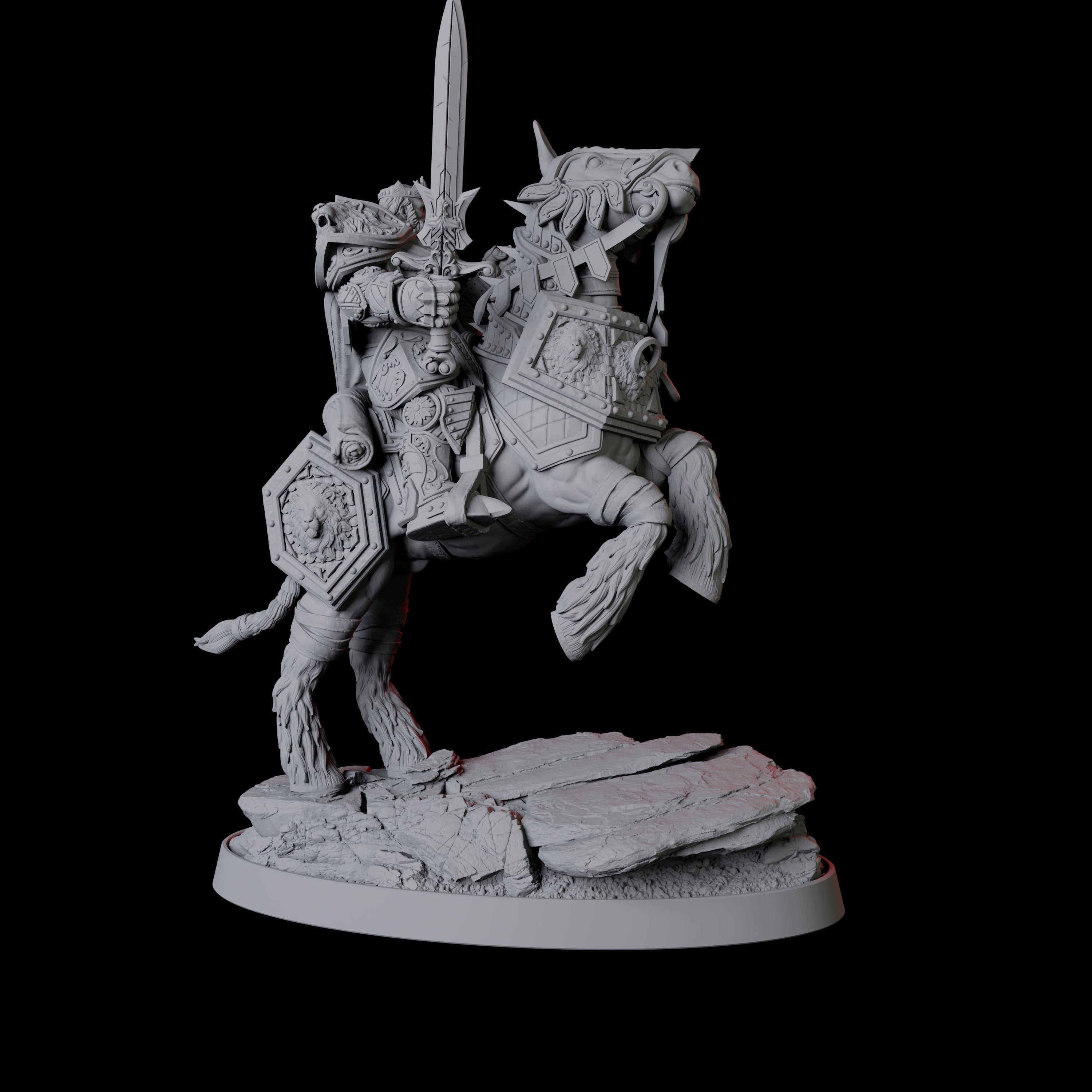 Paladin Knight on Rearing Horse Miniature for Dungeons and Dragons, Pathfinder or other TTRPGs