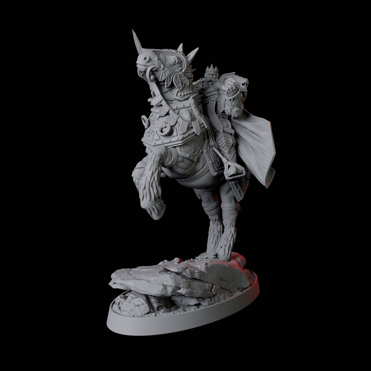 Paladin Knight on Rearing Horse Miniature for Dungeons and Dragons, Pathfinder or other TTRPGs