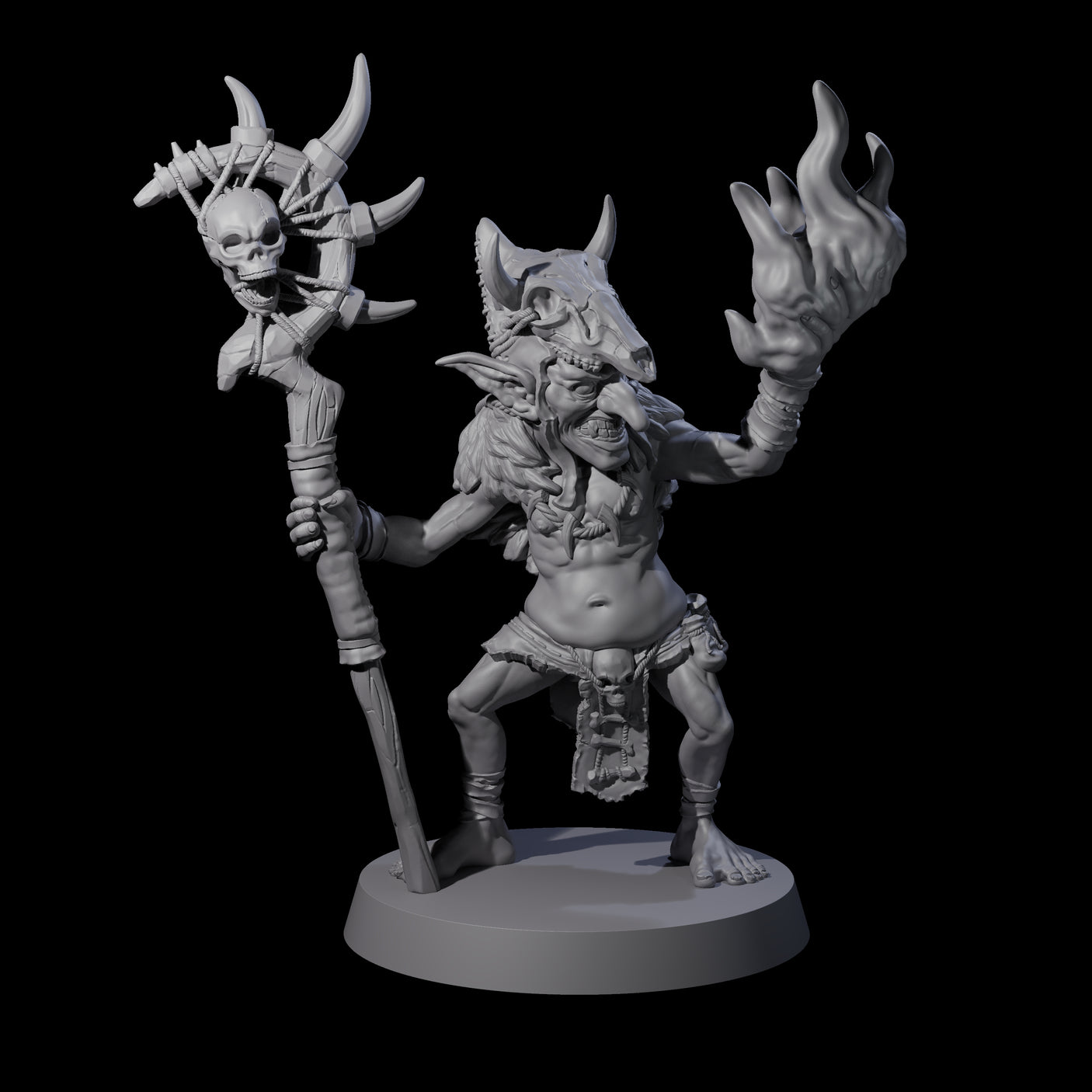 Pasty Goblin Shaman Miniature for Dungeons and Dragons, Pathfinder or other TTRPGs