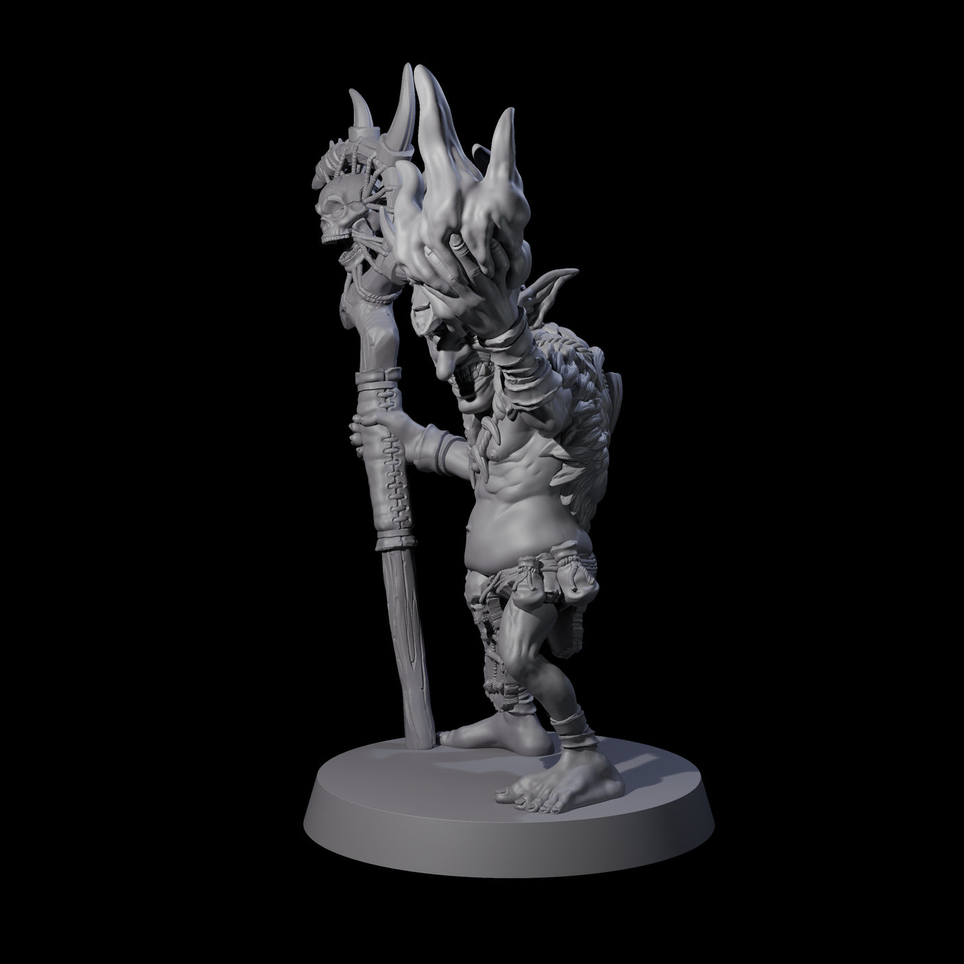 Pasty Goblin Shaman Miniature for Dungeons and Dragons, Pathfinder or other TTRPGs
