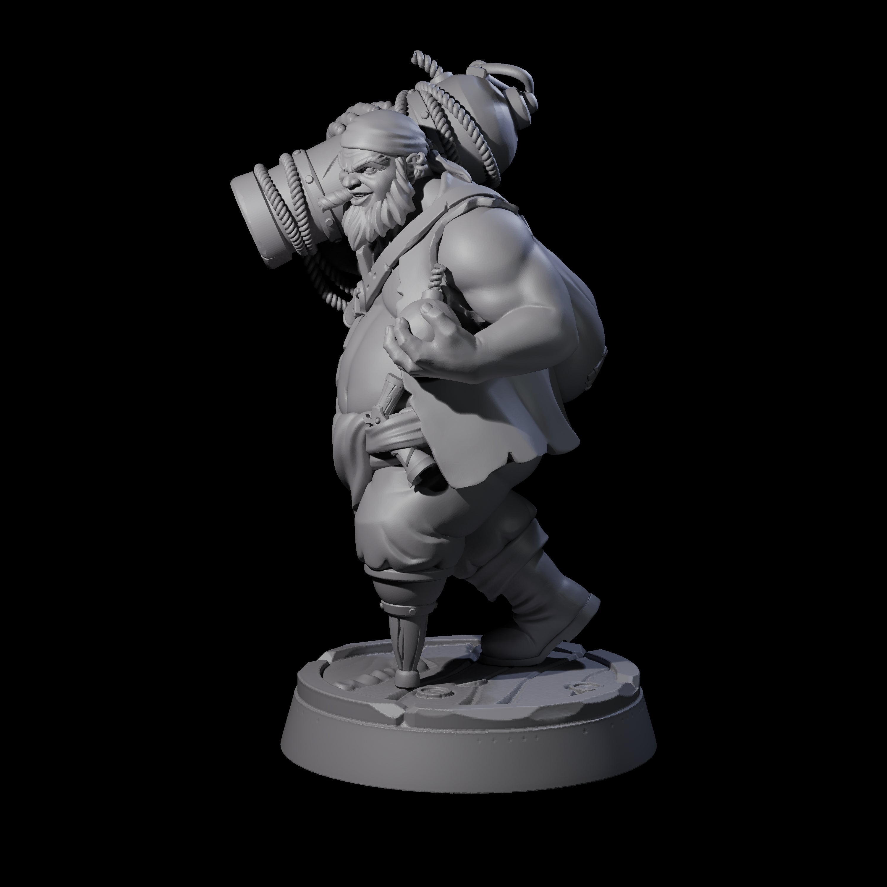 Peg Legged Human Pirate Gunner Miniature for Dungeons and Dragons, Pathfinder or other TTRPGs
