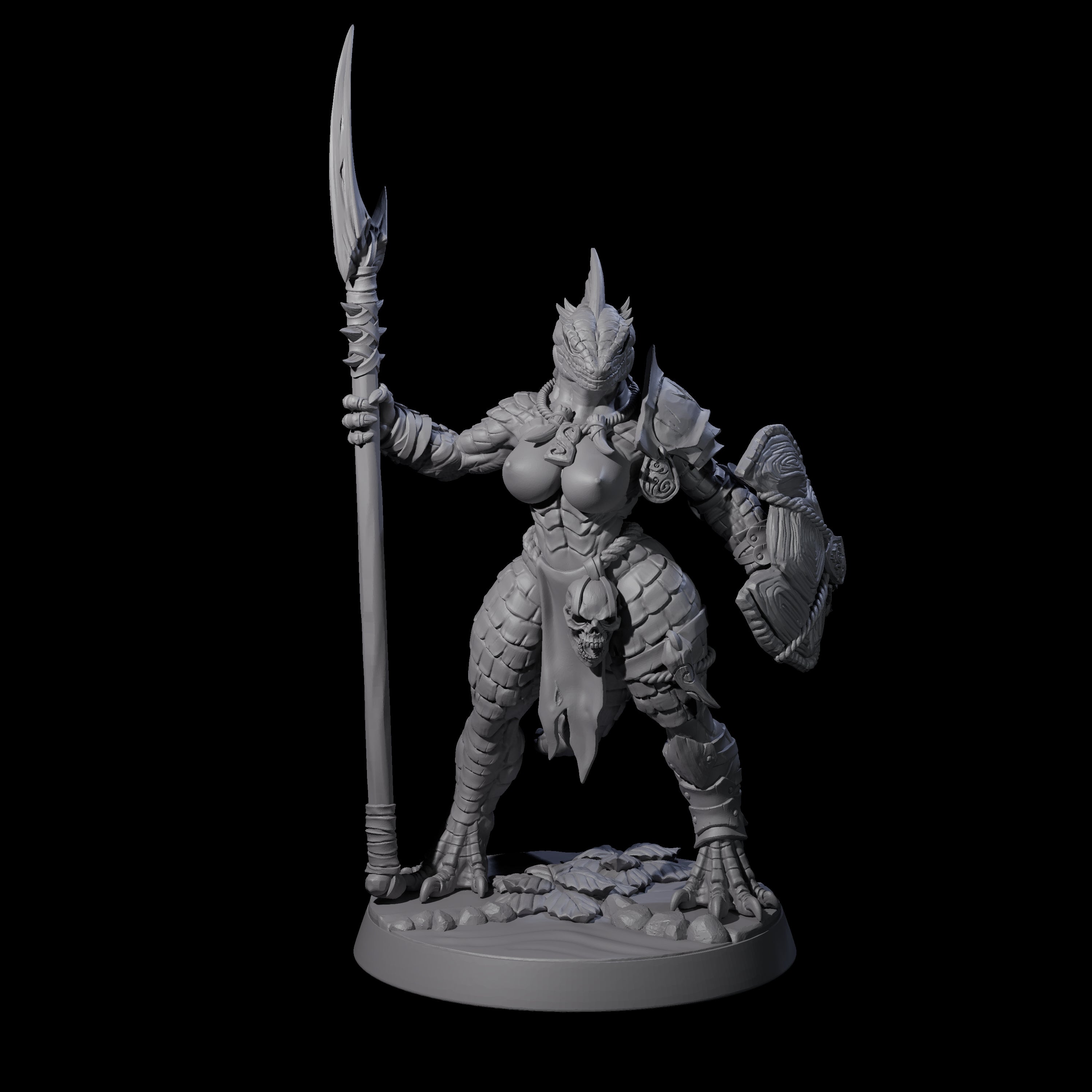 Perky Lizardfolk Pinup Miniature for Dungeons and Dragons, Pathfinder or other TTRPGs