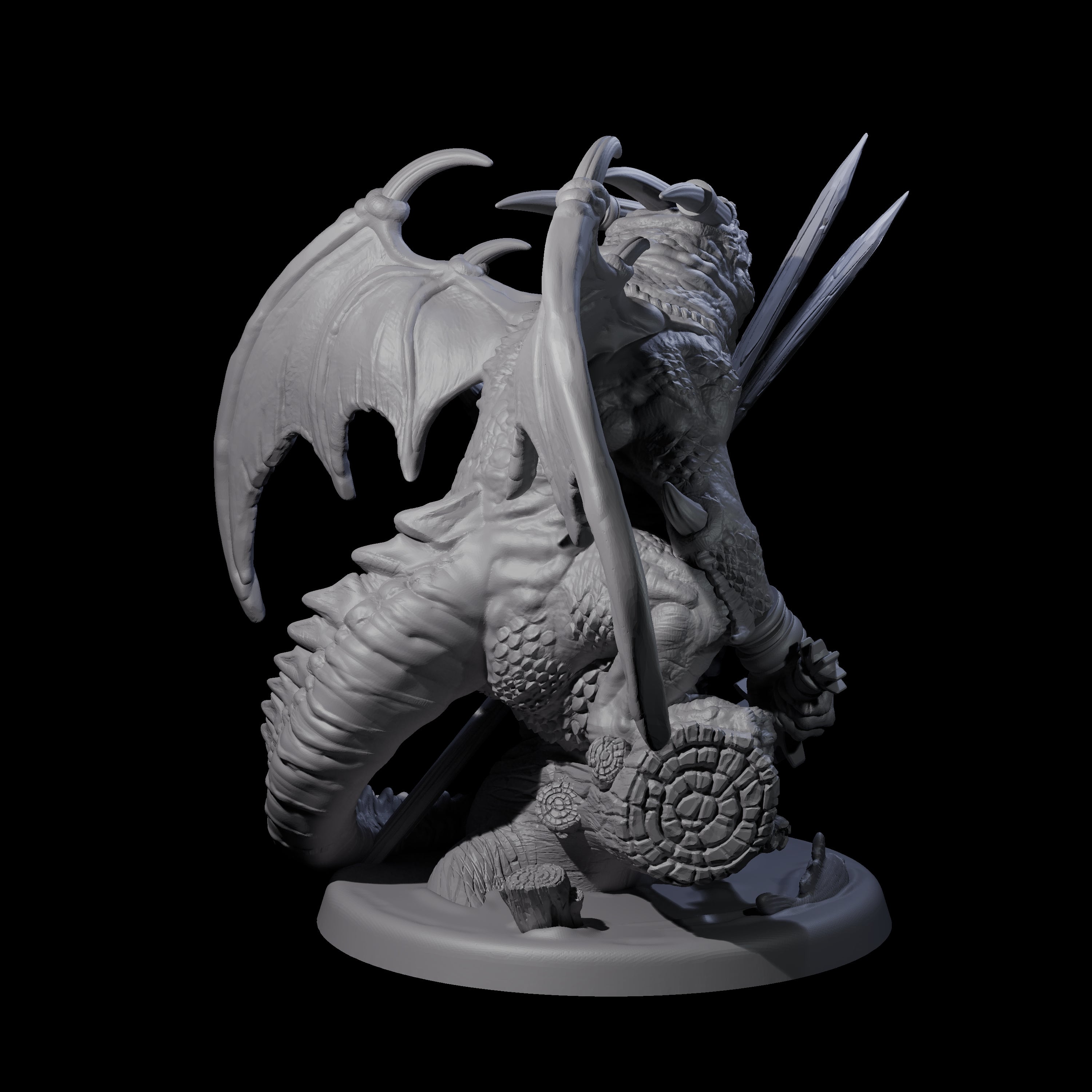 Pertched Lizardfolk Champion Miniature for Dungeons and Dragons, Pathfinder or other TTRPGs