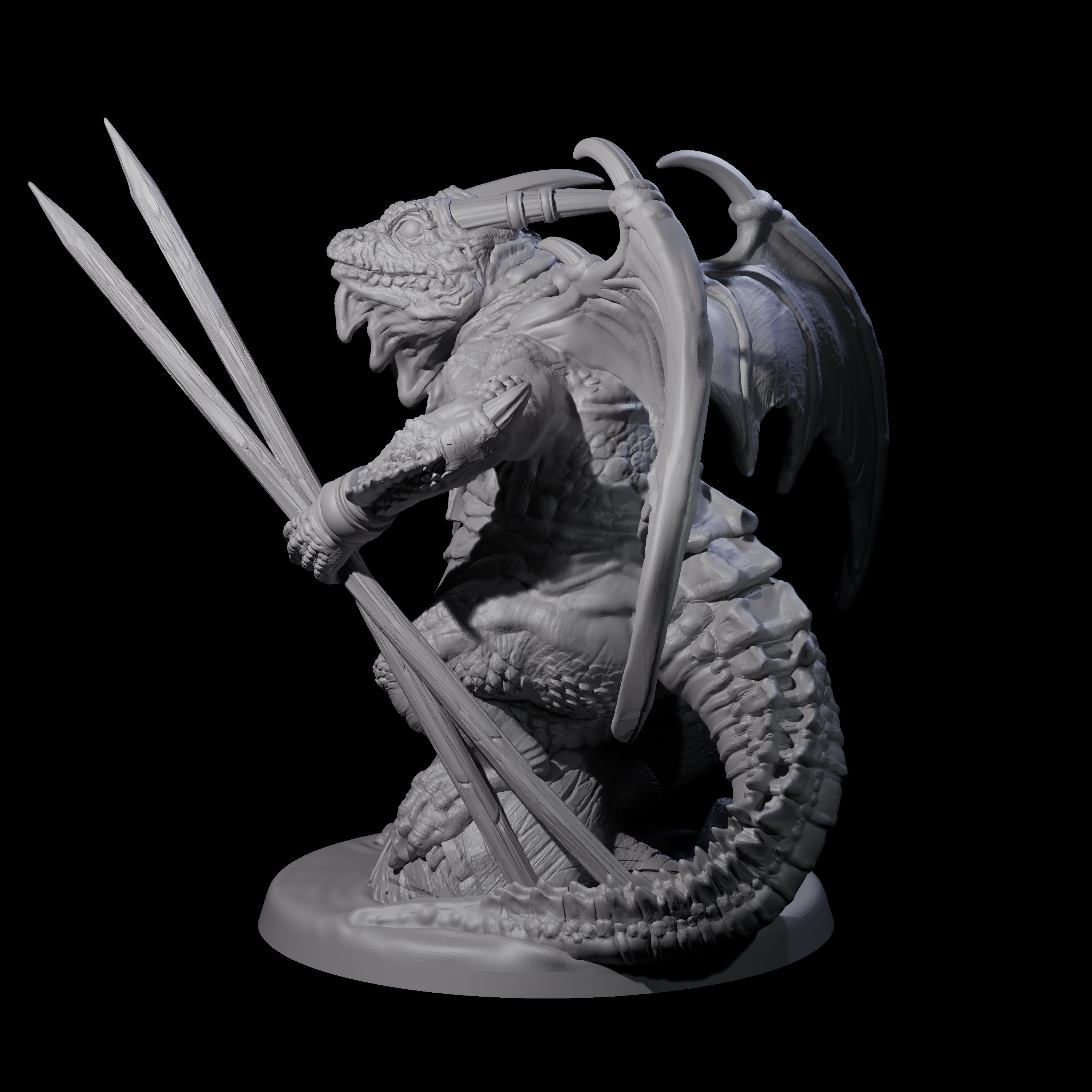 Pertched Lizardfolk Champion Miniature for Dungeons and Dragons, Pathfinder or other TTRPGs