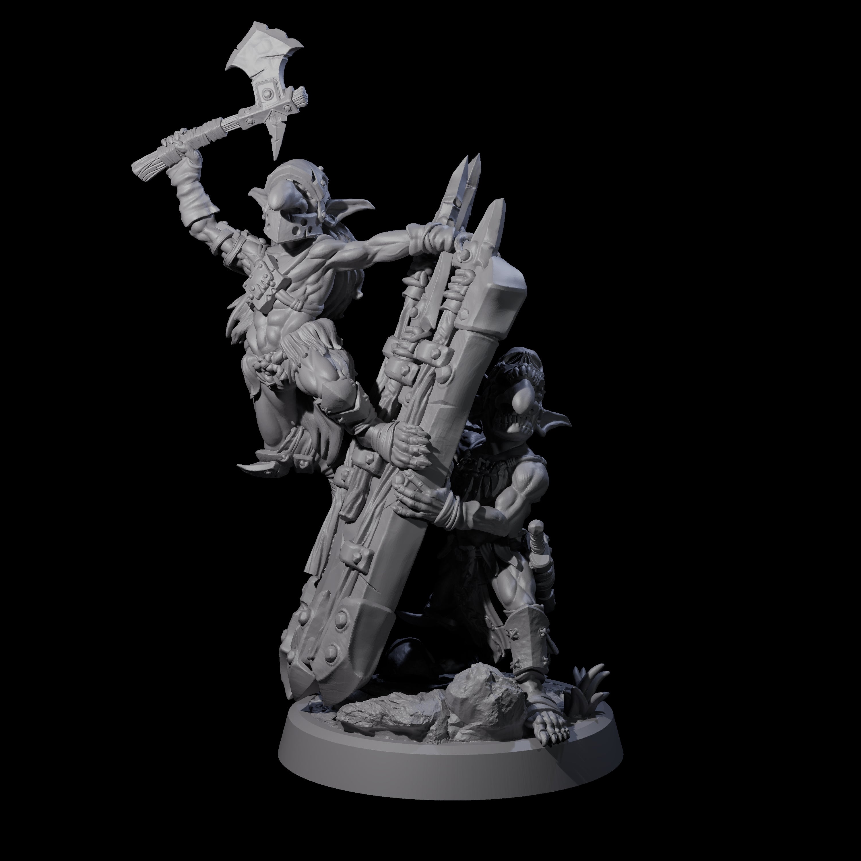 Piggybacking Goblin Duo C Miniature for Dungeons and Dragons, Pathfinder or other TTRPGs