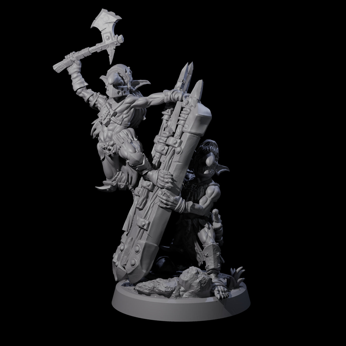 Piggybacking Goblin Duo C Miniature for Dungeons and Dragons, Pathfinder or other TTRPGs