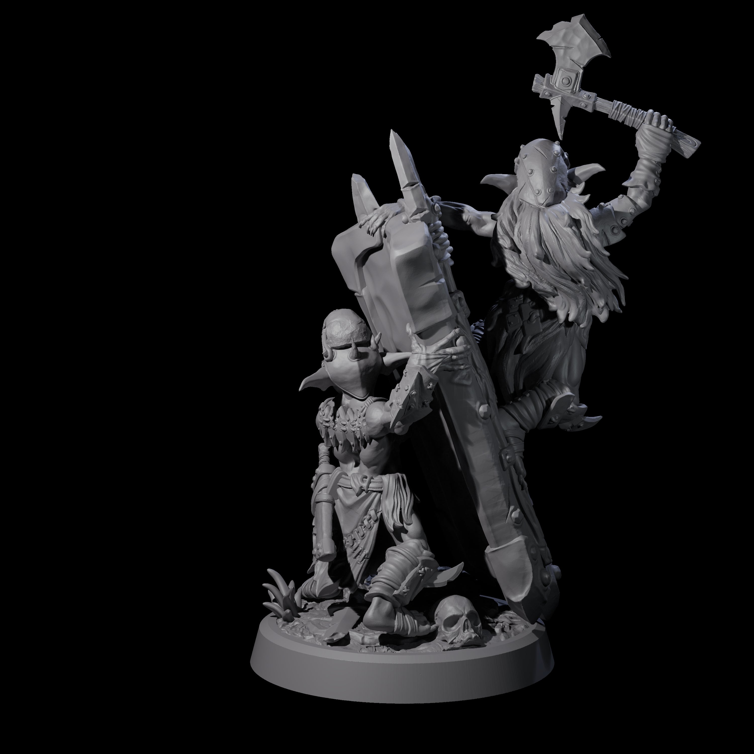 Piggybacking Goblin Duo C Miniature for Dungeons and Dragons, Pathfinder or other TTRPGs