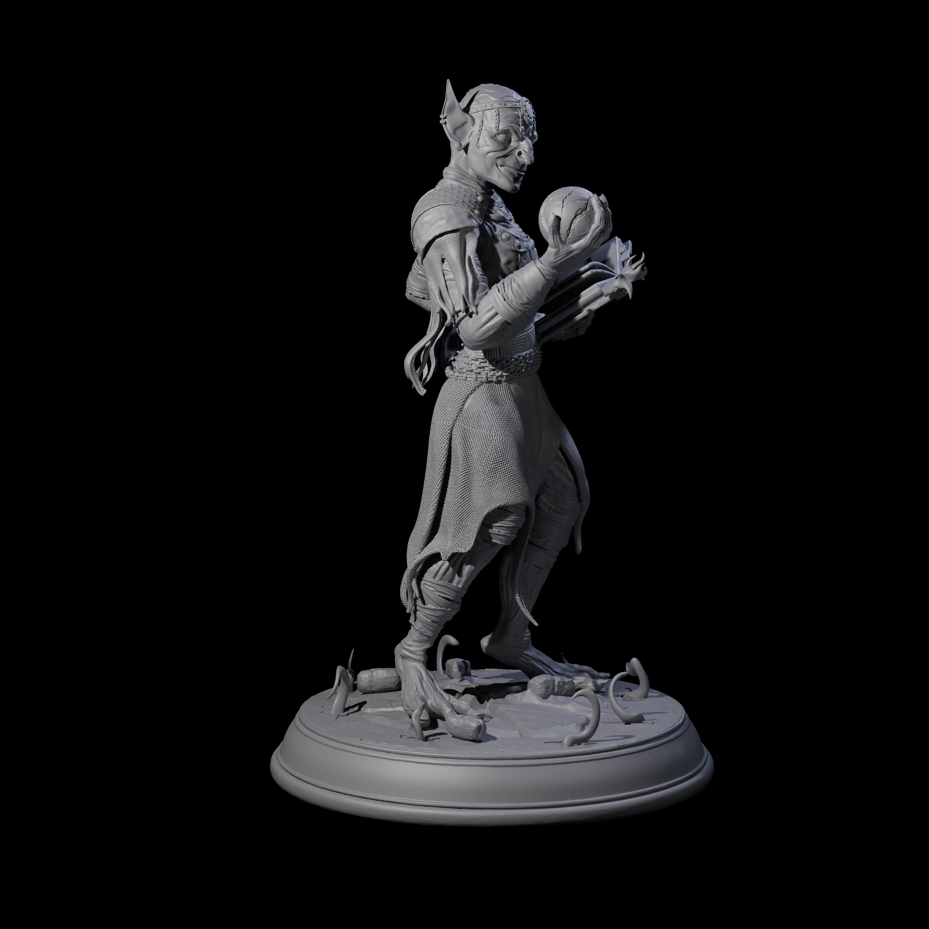 Plotting Goblin Sorcerer Miniature for Dungeons and Dragons, Pathfinder or other TTRPGs
