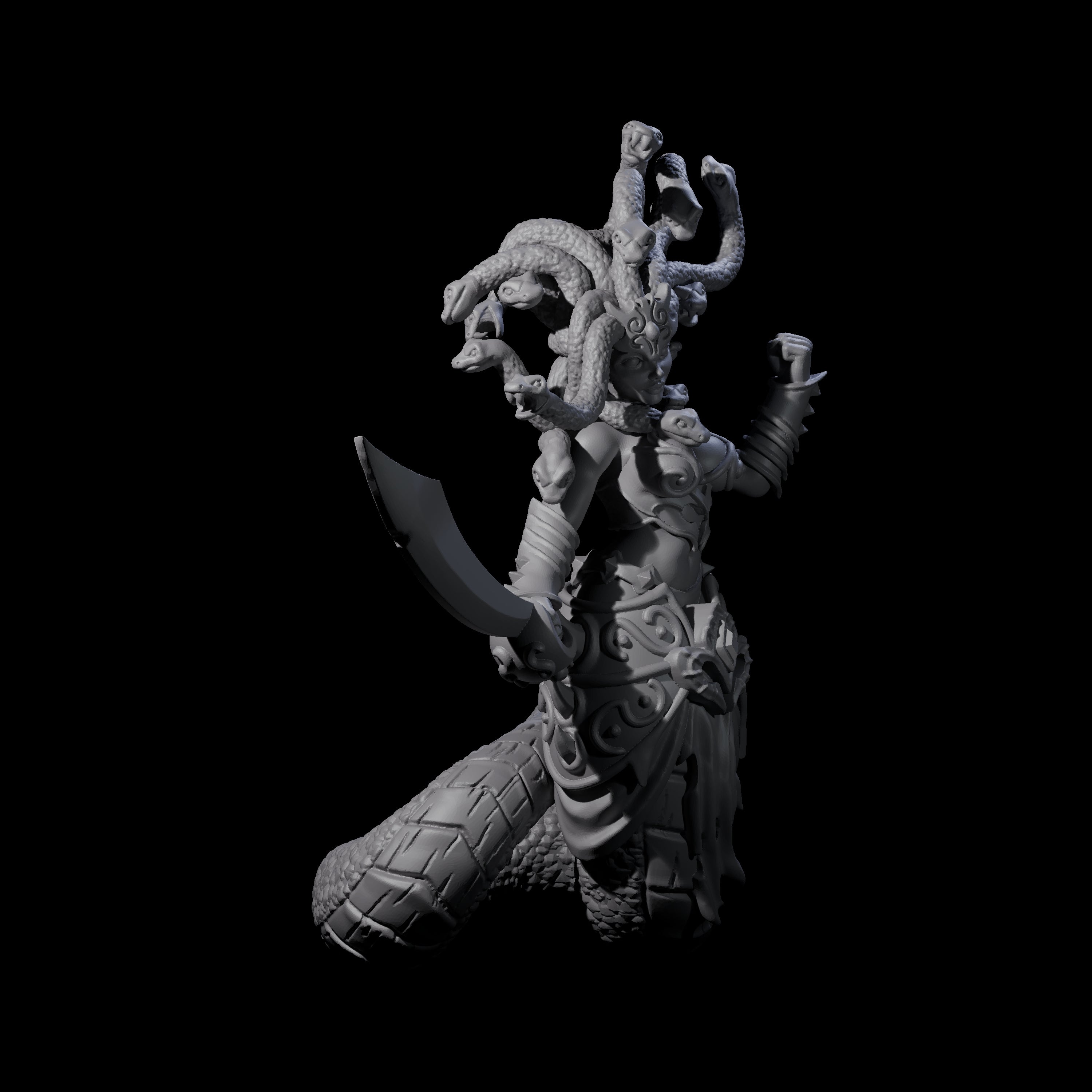 Plotting Medusa Miniature for Dungeons and Dragons, Pathfinder or other TTRPGs