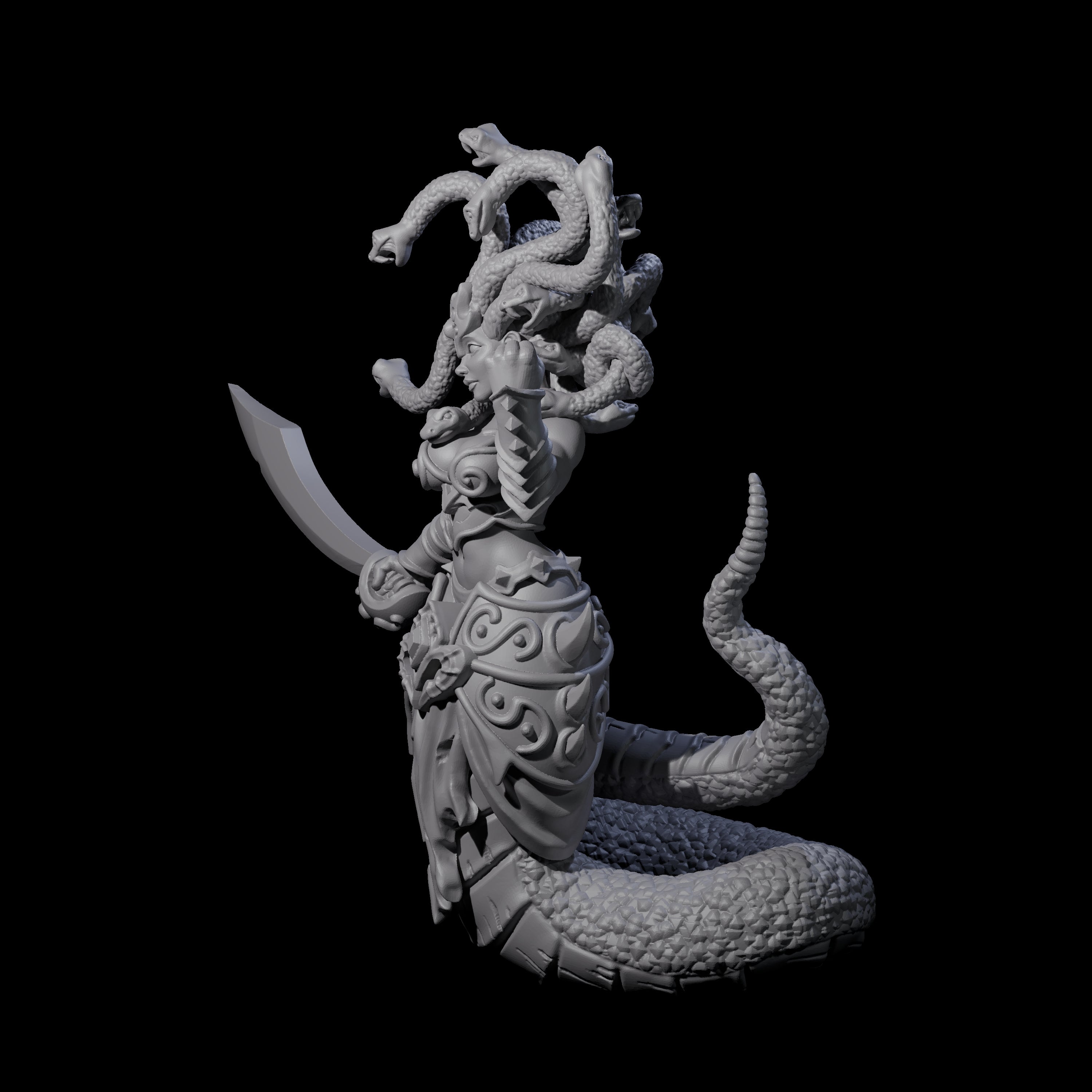 Plotting Medusa Miniature for Dungeons and Dragons, Pathfinder or other TTRPGs