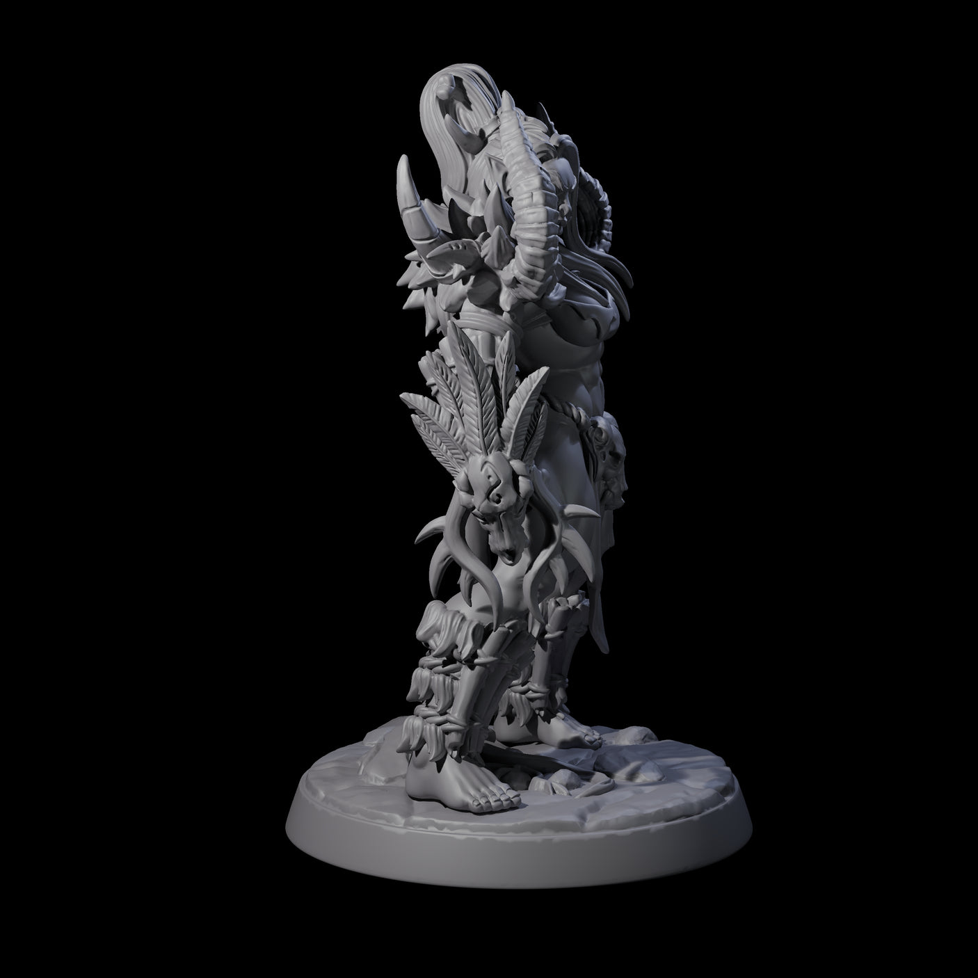 Plotting Orc Shaman Pin-up Miniature for Dungeons and Dragons, Pathfinder or other TTRPGs