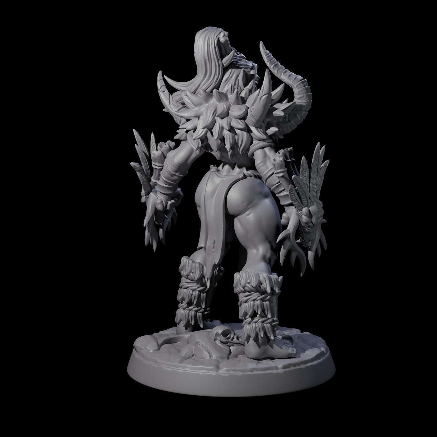Plotting Orc Shaman Pin-up Miniature for Dungeons and Dragons, Pathfinder or other TTRPGs