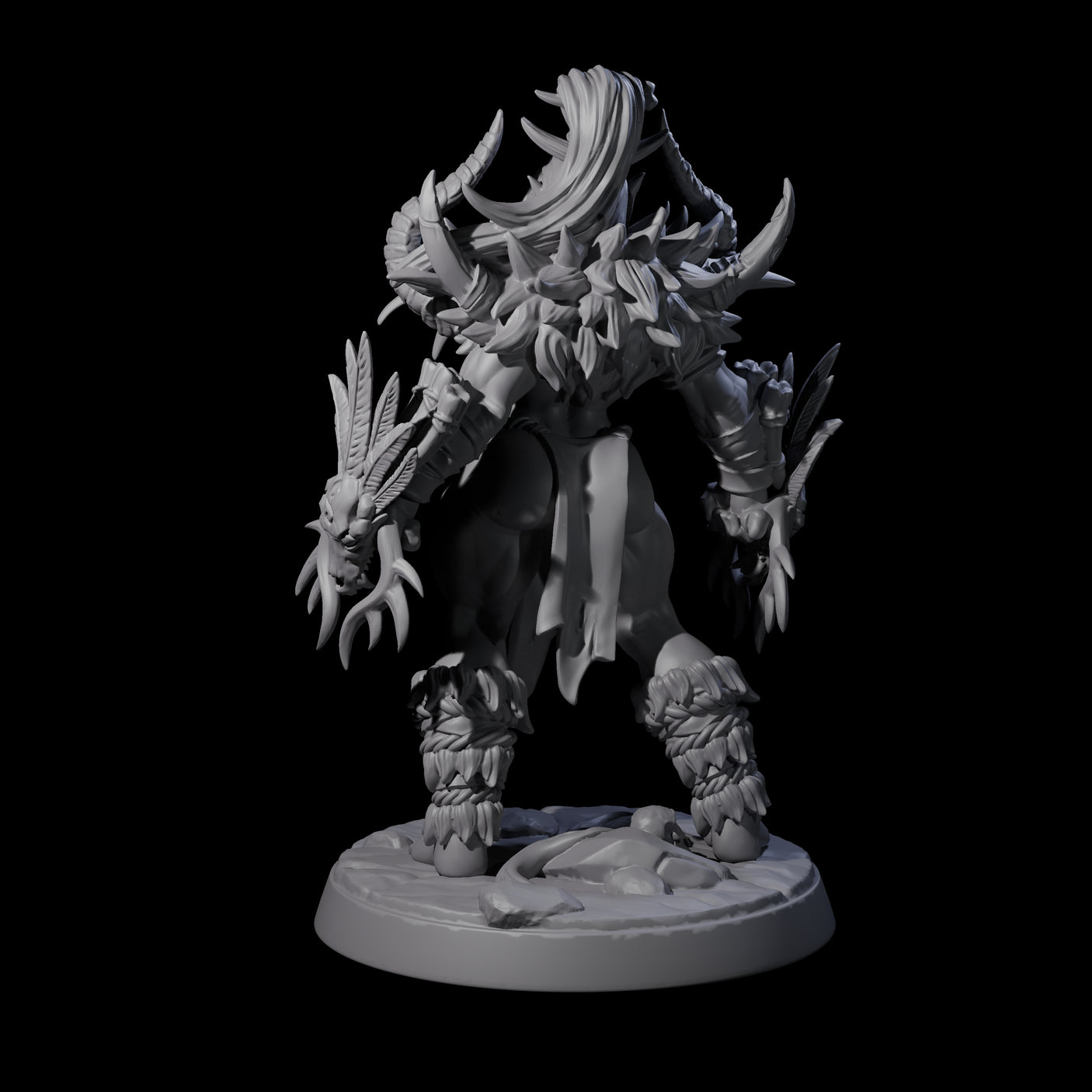 Plotting Orc Shaman Pin-up Miniature for Dungeons and Dragons, Pathfinder or other TTRPGs
