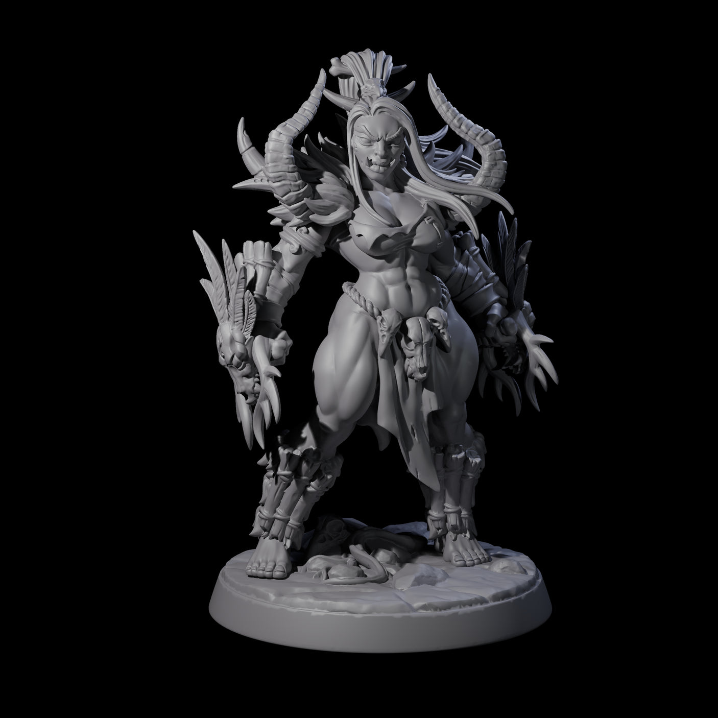Plotting Orc Shaman Pin-up Miniature for Dungeons and Dragons, Pathfinder or other TTRPGs