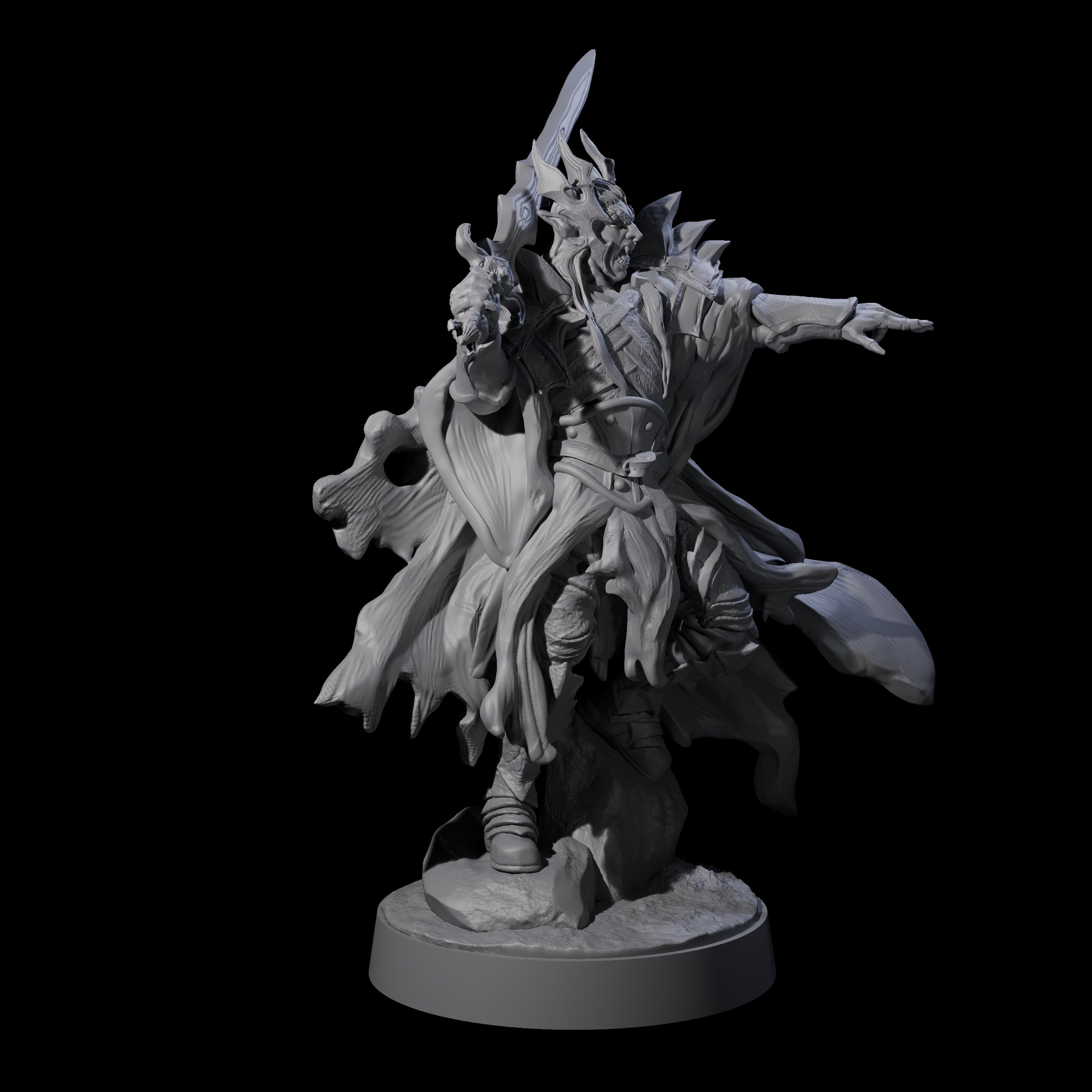 Pointing Armoured Dreadlord Miniature for Dungeons and Dragons, Pathfinder or other TTRPGs