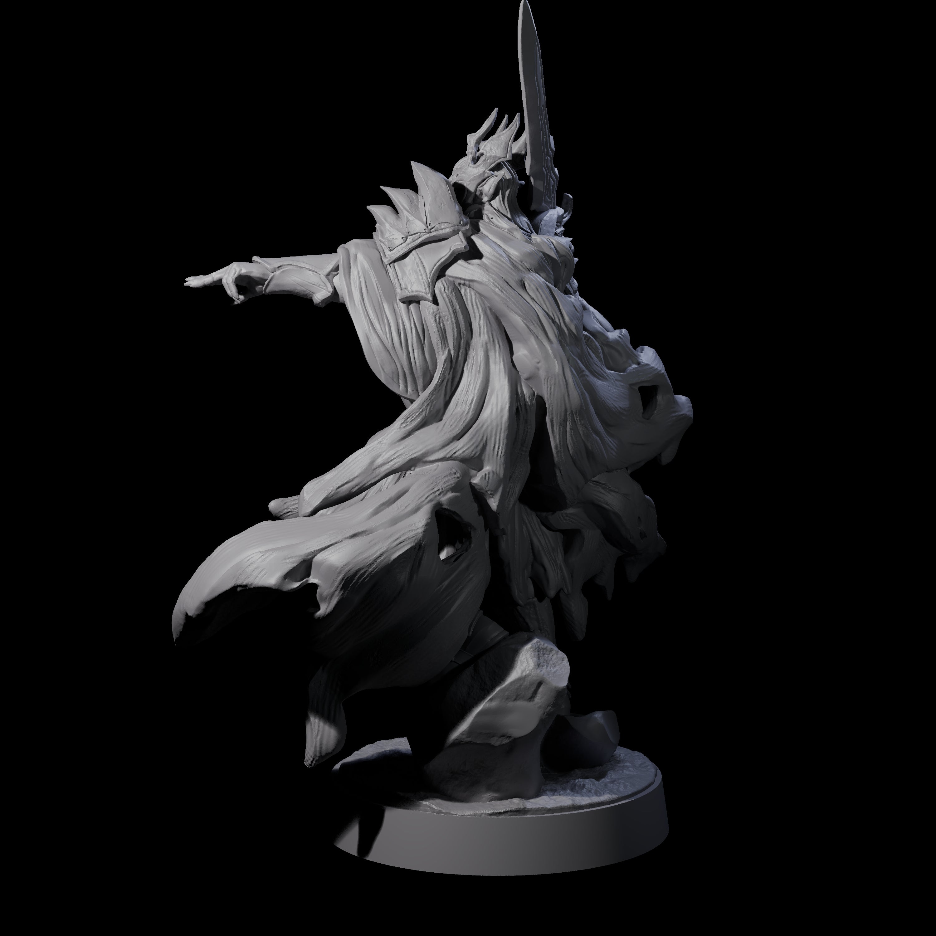 Pointing Armoured Dreadlord Miniature for Dungeons and Dragons, Pathfinder or other TTRPGs