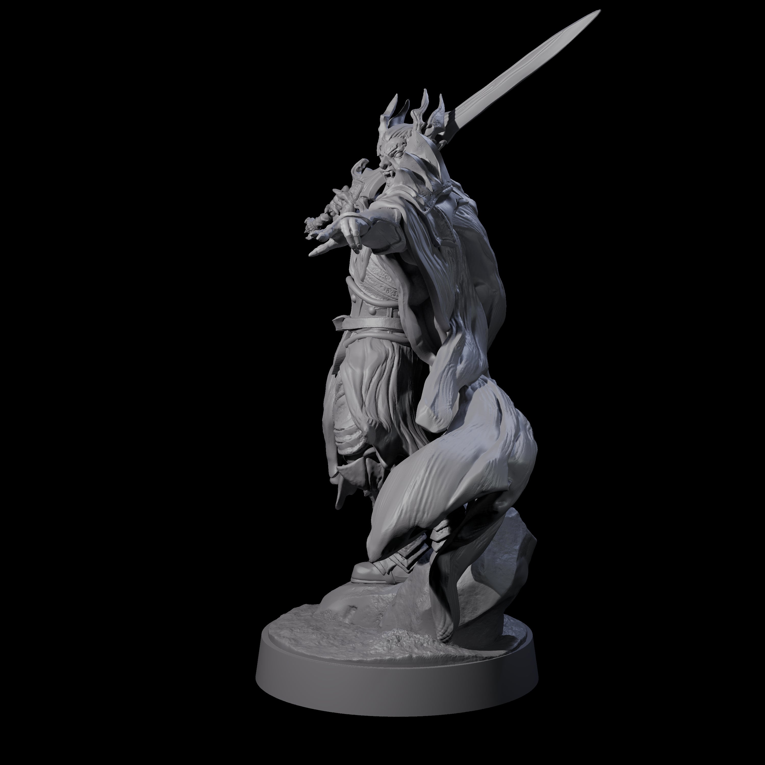 Pointing Armoured Dreadlord Miniature for Dungeons and Dragons, Pathfinder or other TTRPGs