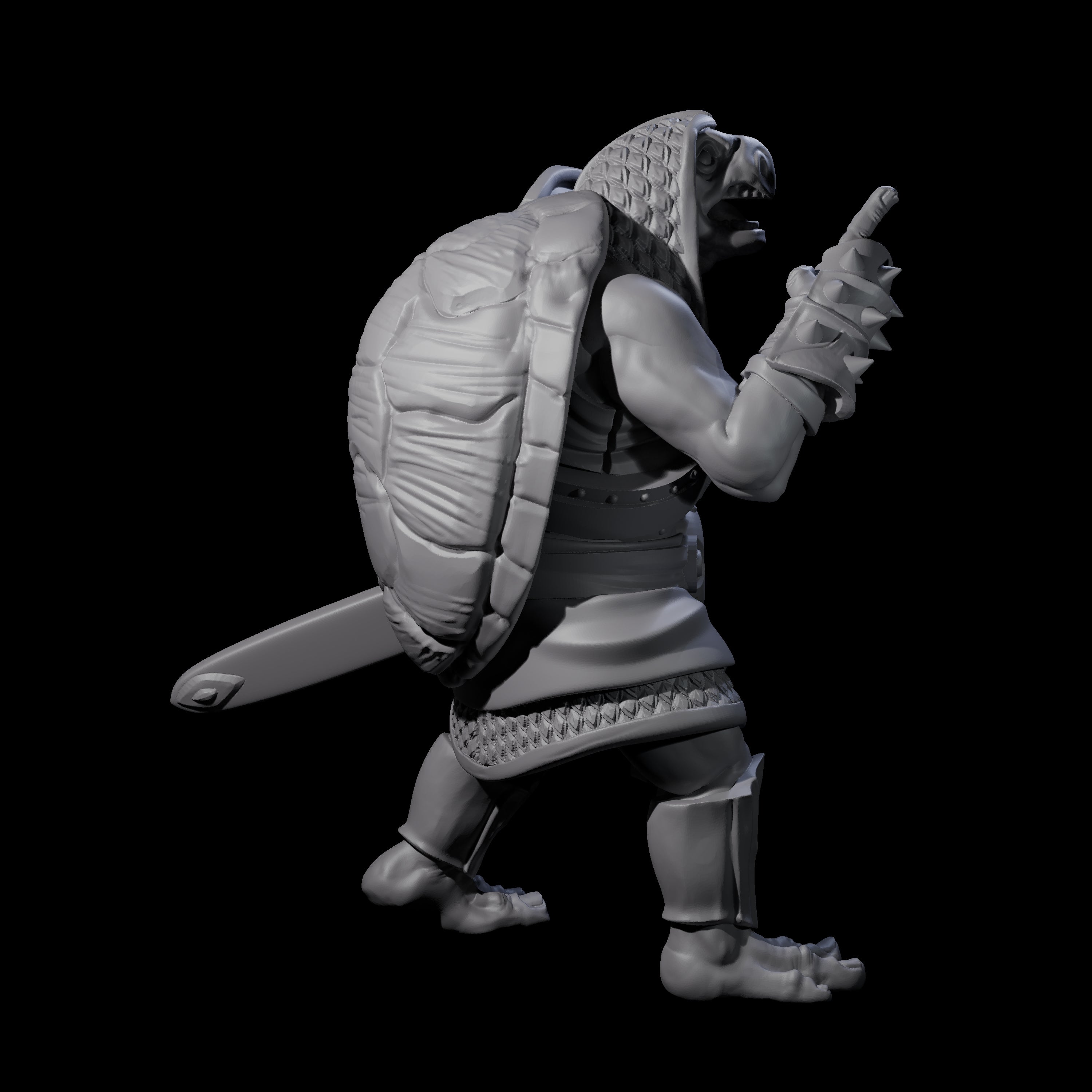 Pointing Female Tortle Barbarian Miniature for Dungeons and Dragons, Pathfinder or other TTRPGs