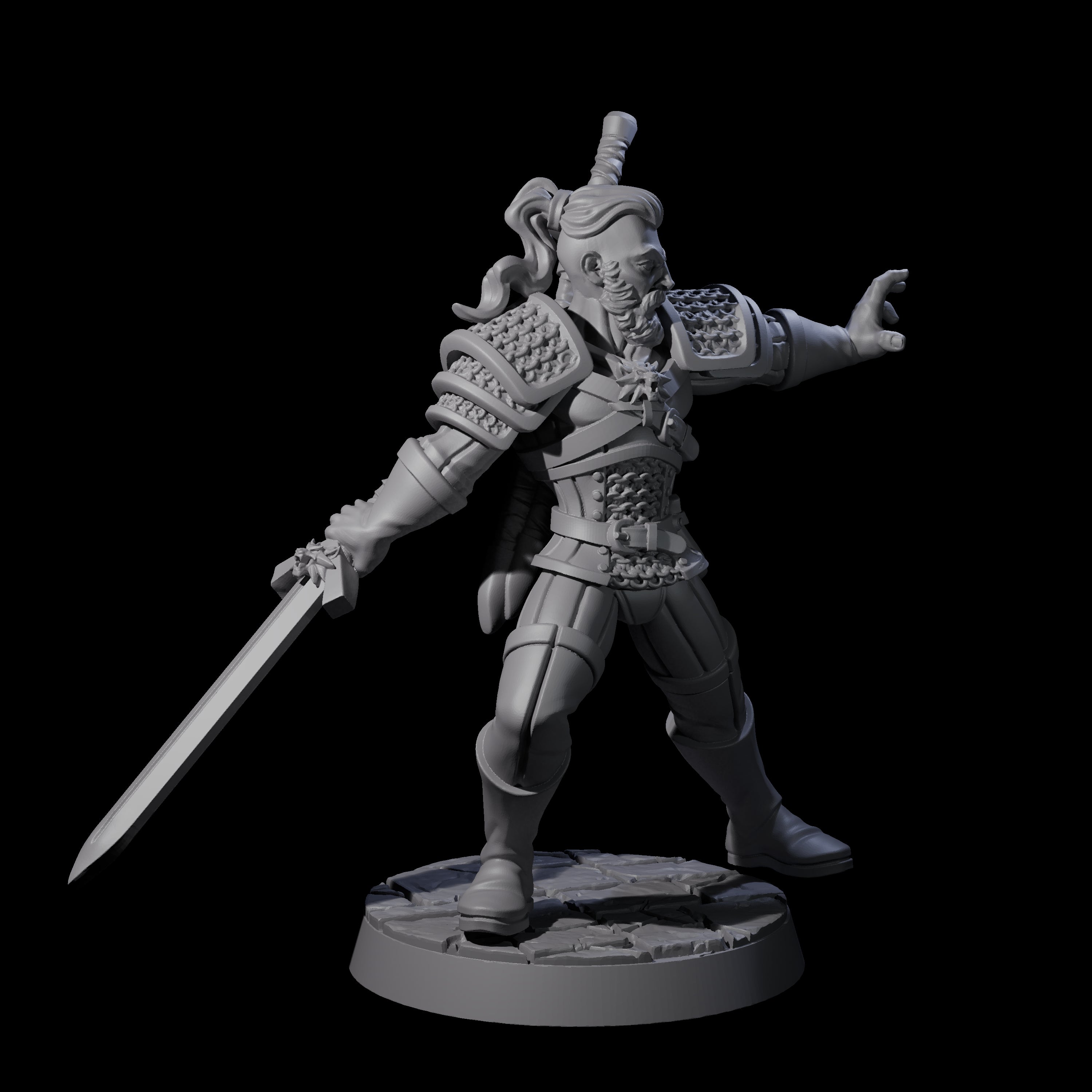 Poised Monster Hunter Miniature for Dungeons and Dragons, Pathfinder or other TTRPGs