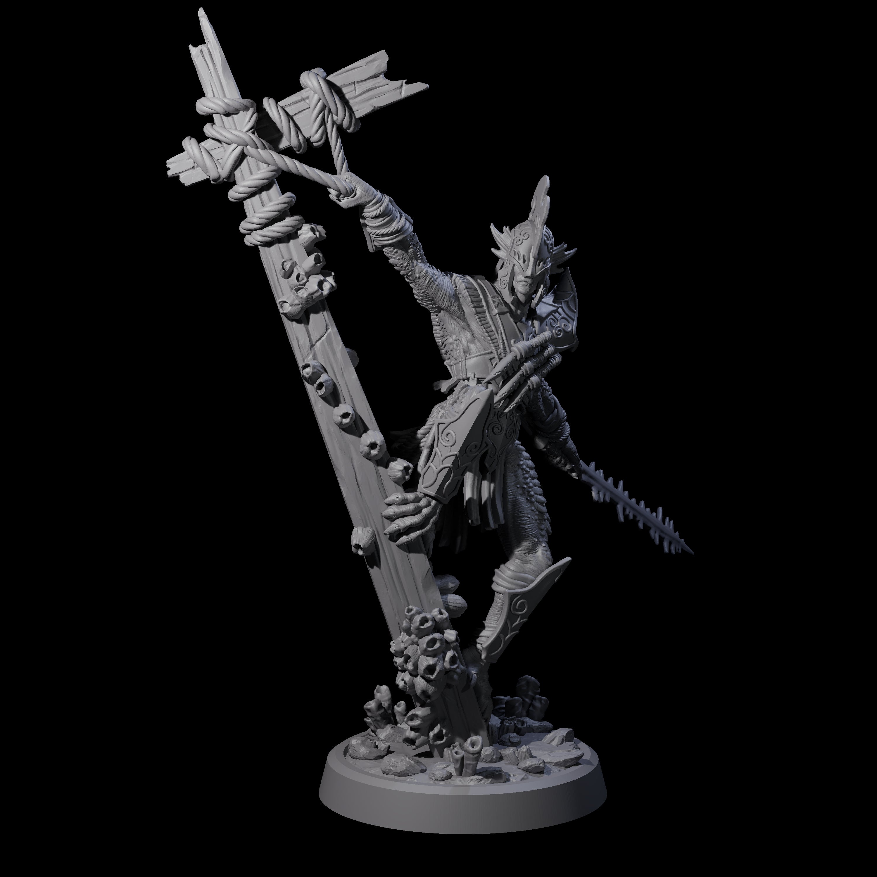 Poised Triton Paladin Miniature for Dungeons and Dragons, Pathfinder or other TTRPGs