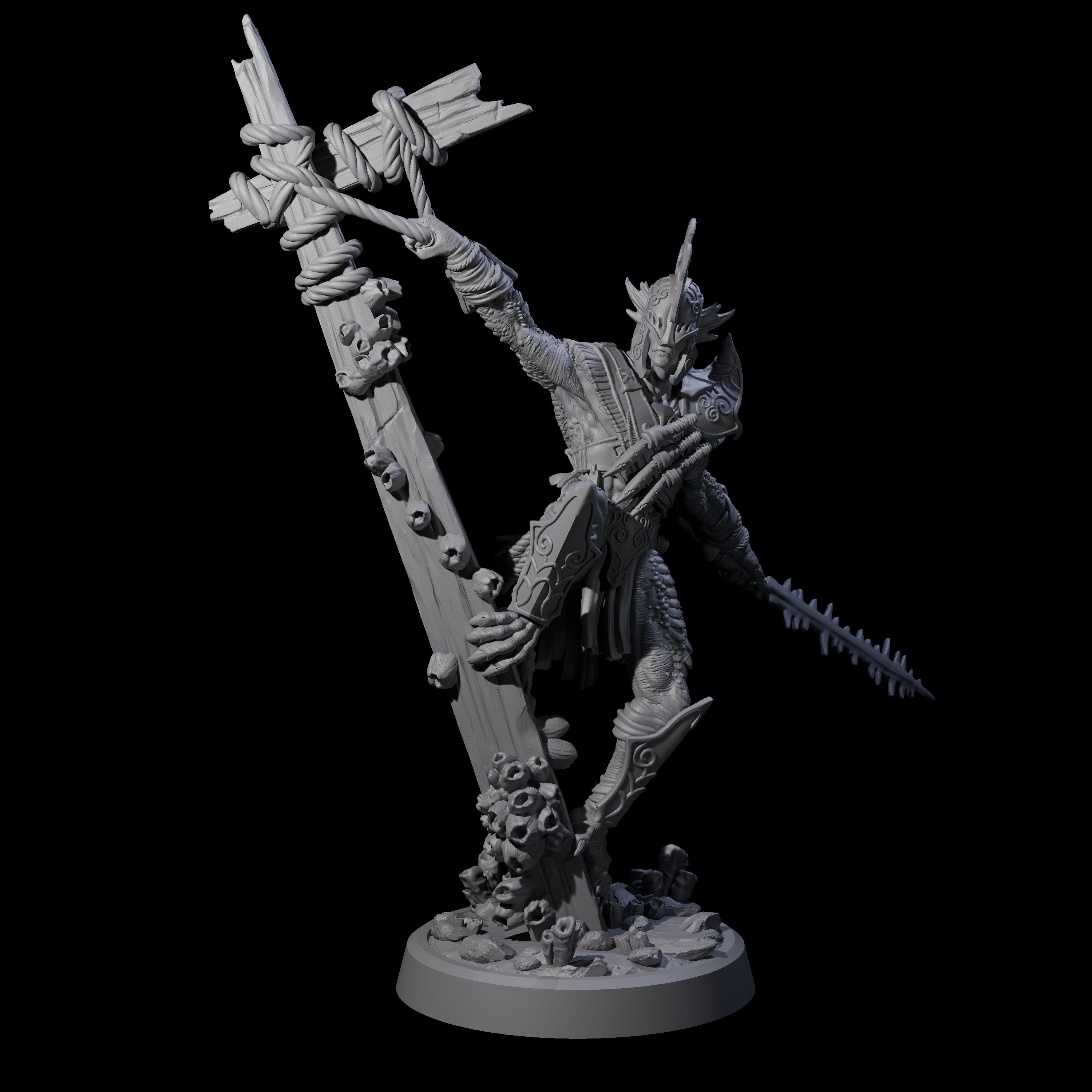 Poised Triton Paladin Miniature for Dungeons and Dragons, Pathfinder or other TTRPGs