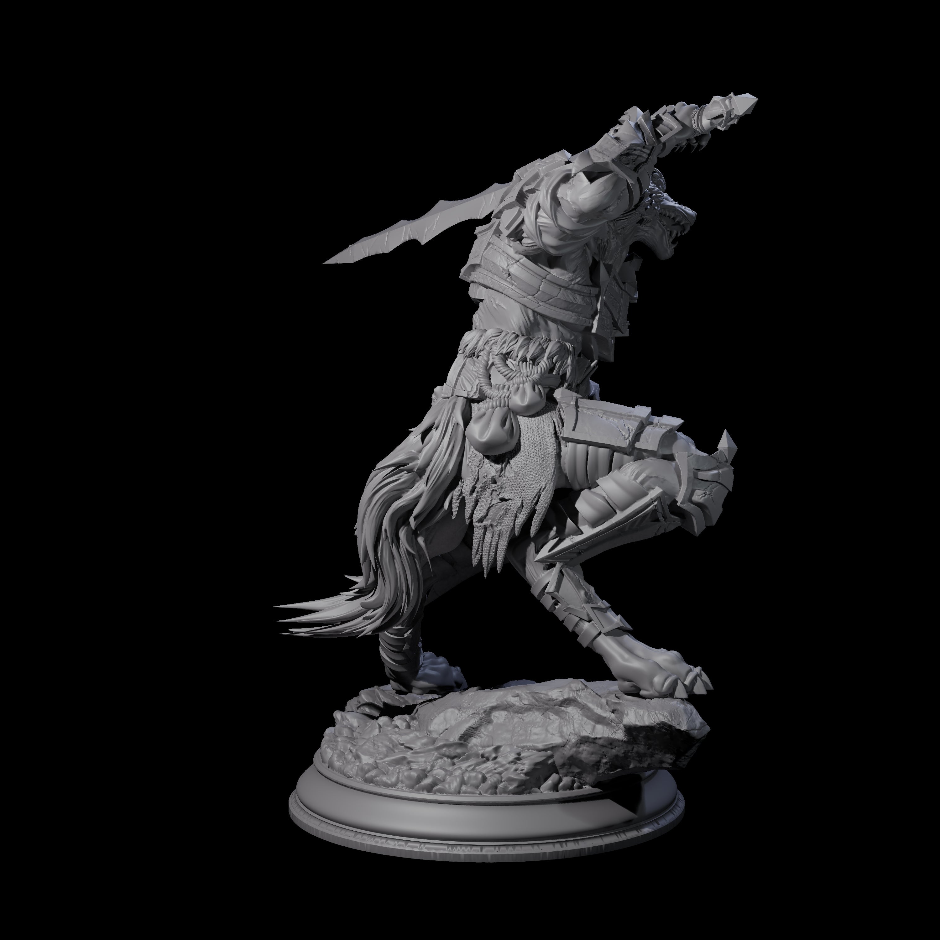 Poised Werewolf Fighter Miniature for Dungeons and Dragons, Pathfinder or other TTRPGs