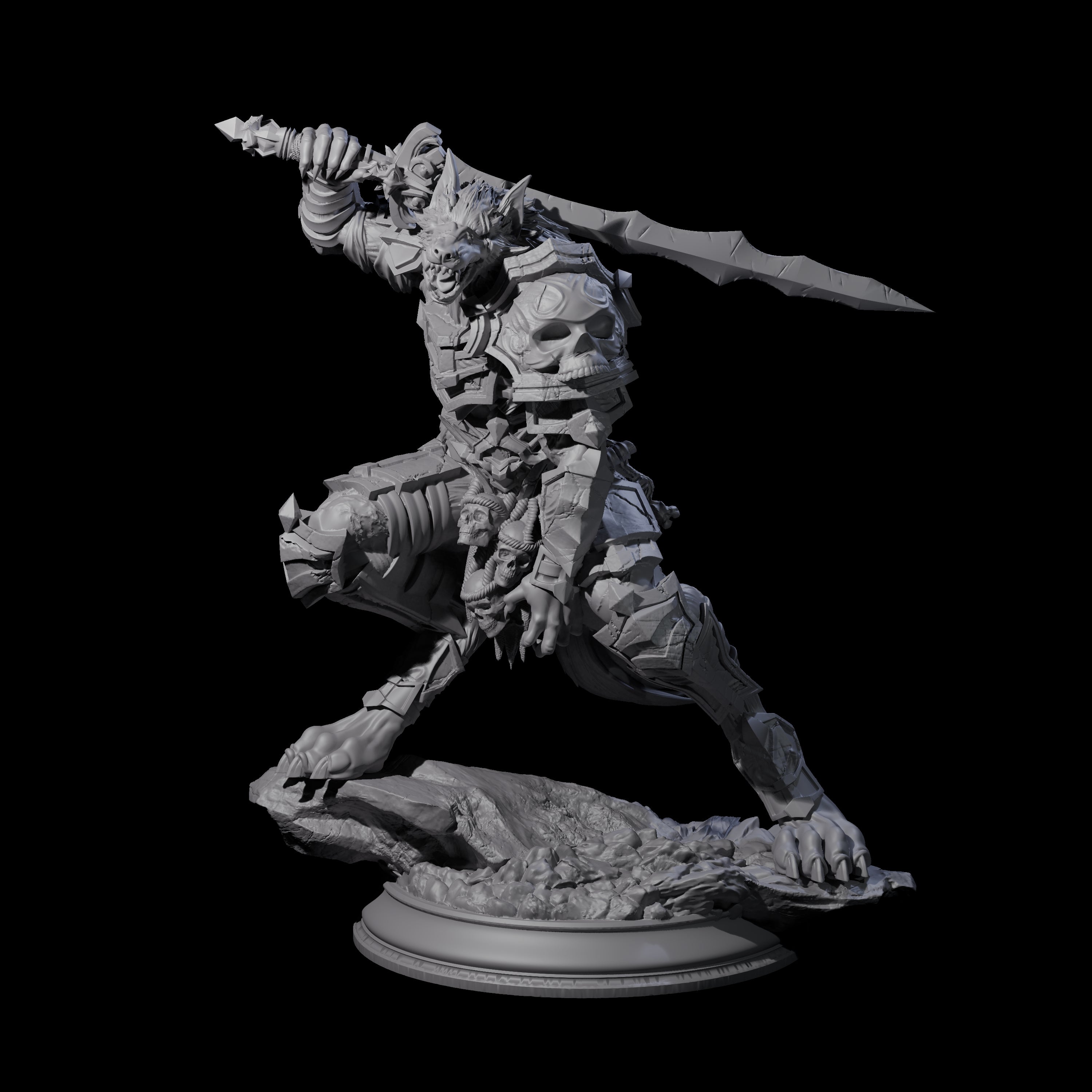 Poised Werewolf Fighter Miniature for Dungeons and Dragons, Pathfinder or other TTRPGs