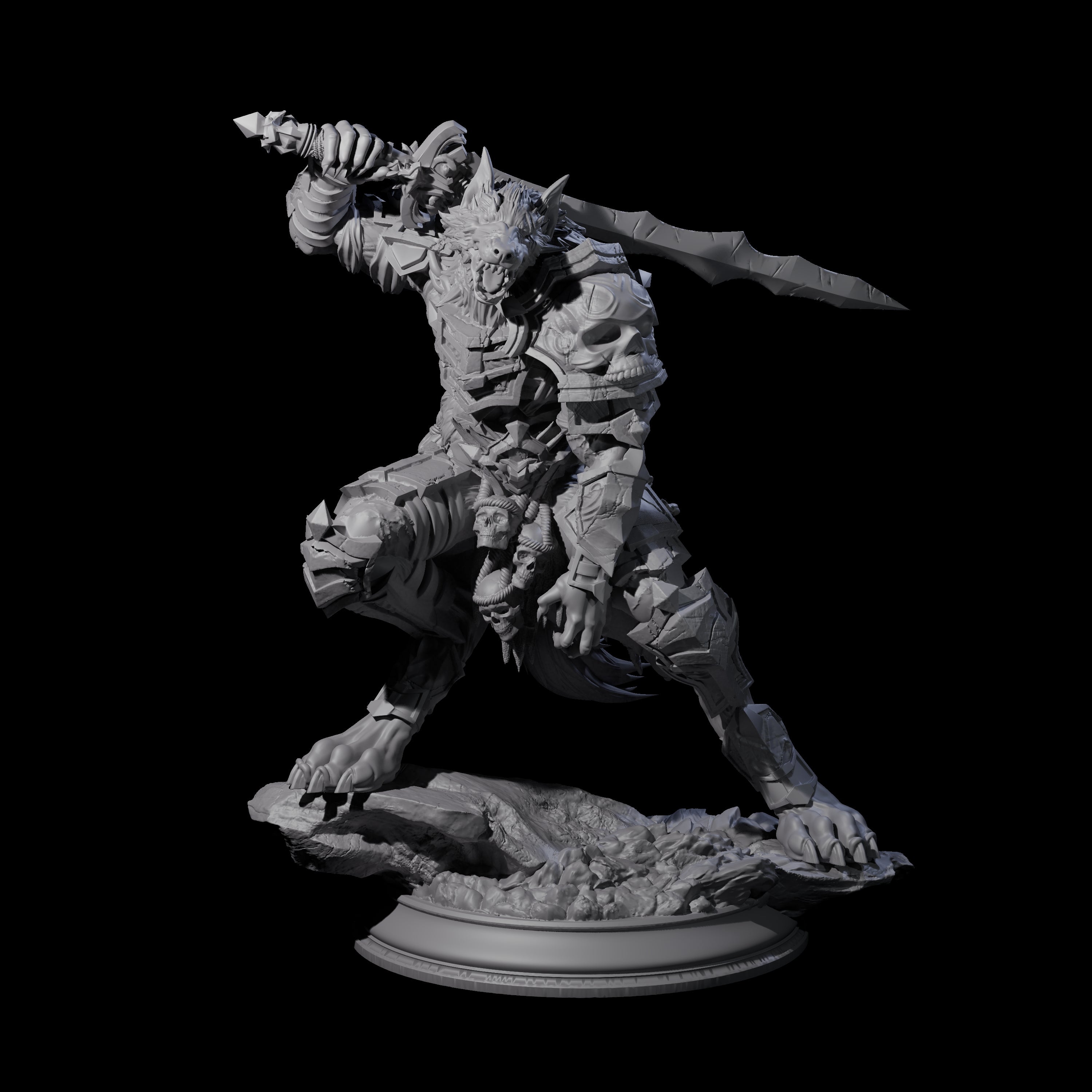 Poised Werewolf Fighter Miniature for Dungeons and Dragons, Pathfinder or other TTRPGs